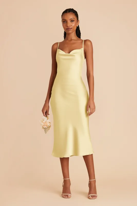 Liza Matte Satin Dress - Lemon Sorbet sold by Birdy Grey