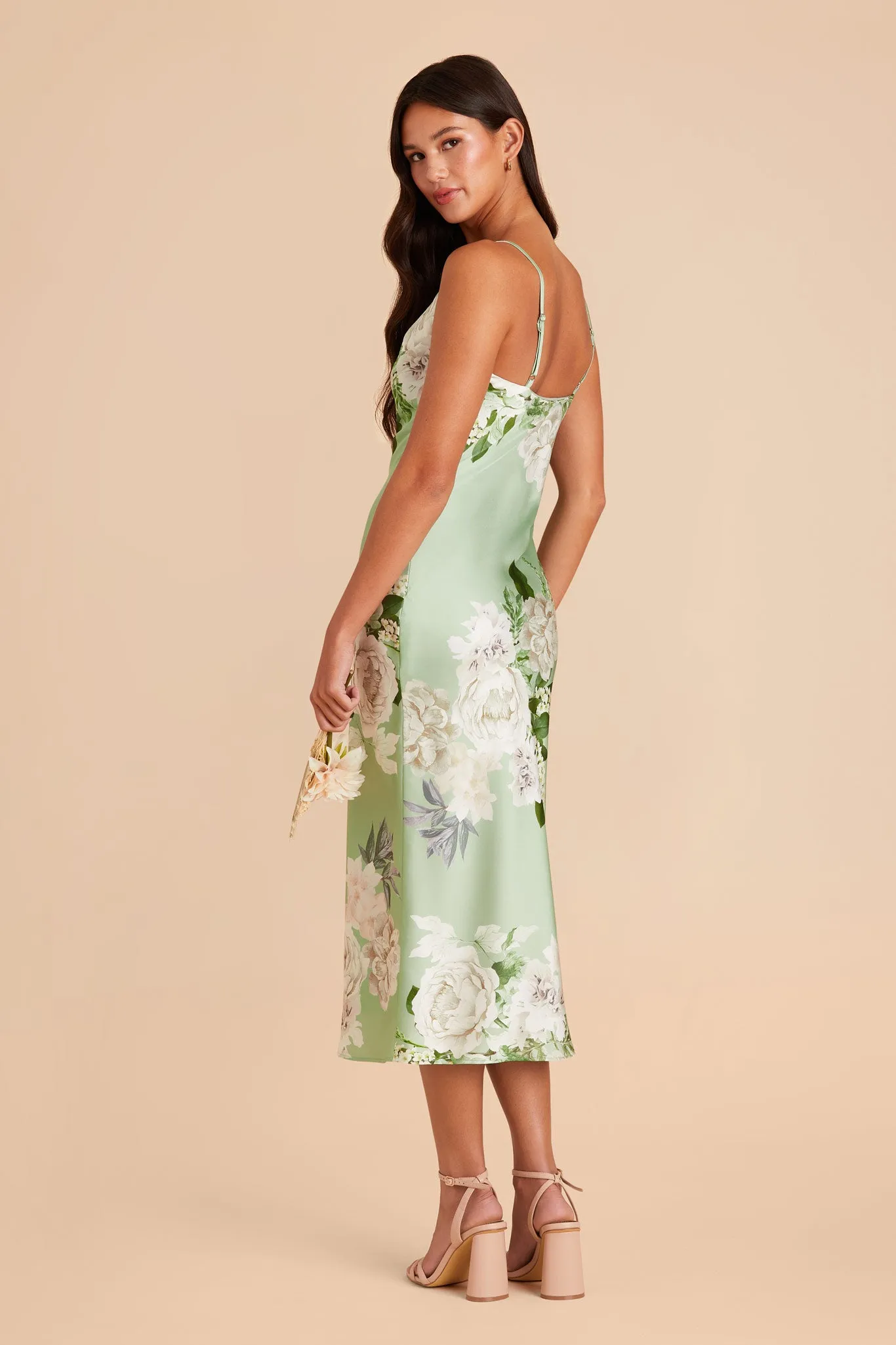 Liza Matte Satin Dress - Pistachio Garden Bloom sold by Birdy Grey product image thumbnail 5