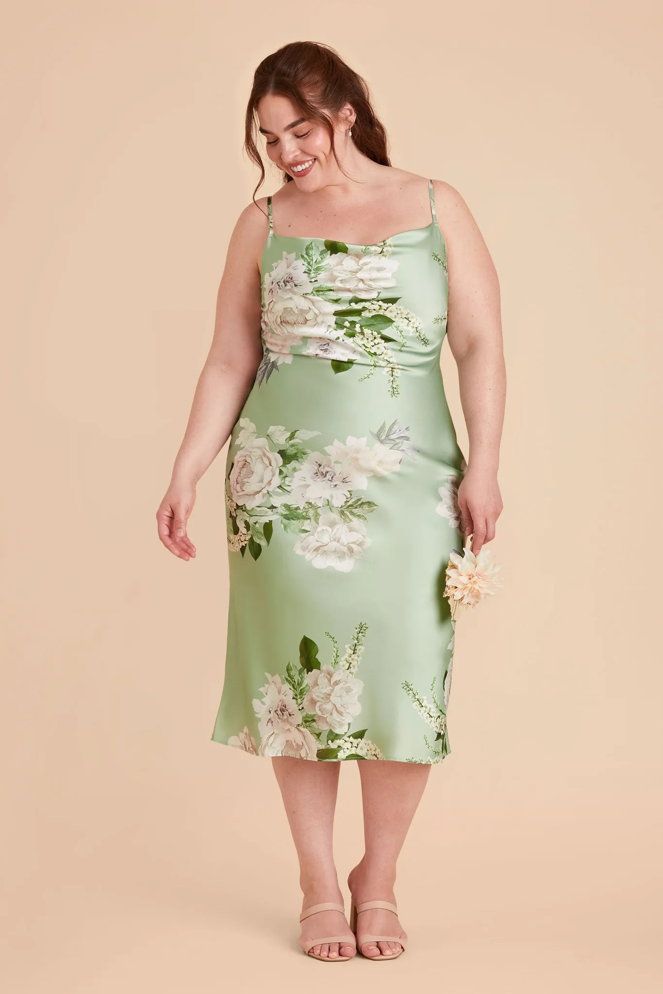 Liza Matte Satin Dress - Pistachio Garden Bloom sold by Birdy Grey product image thumbnail 2
