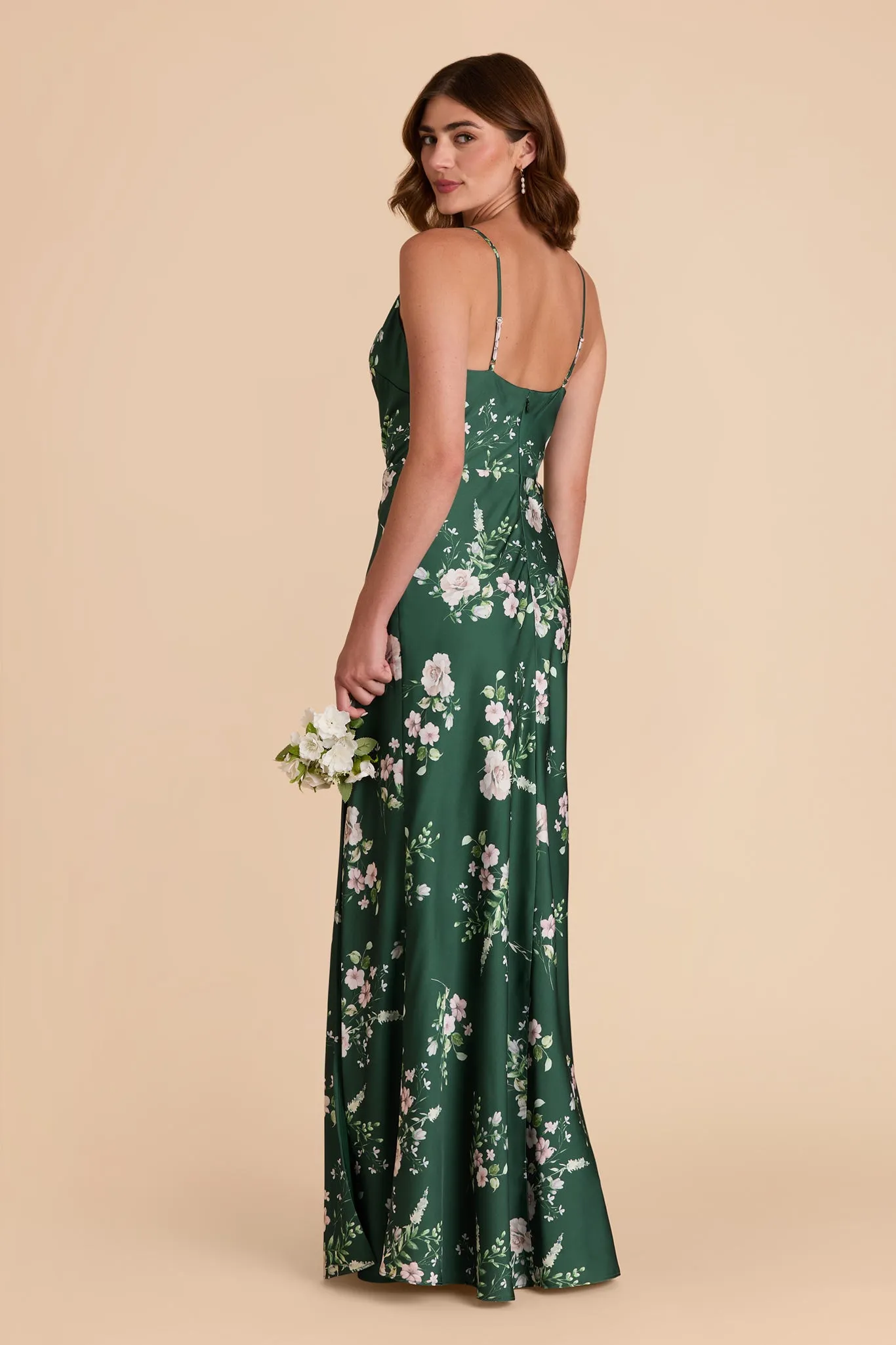 Lisa Matte Satin Dress - Emerald Garden Party sold by Birdy Grey product image thumbnail 4