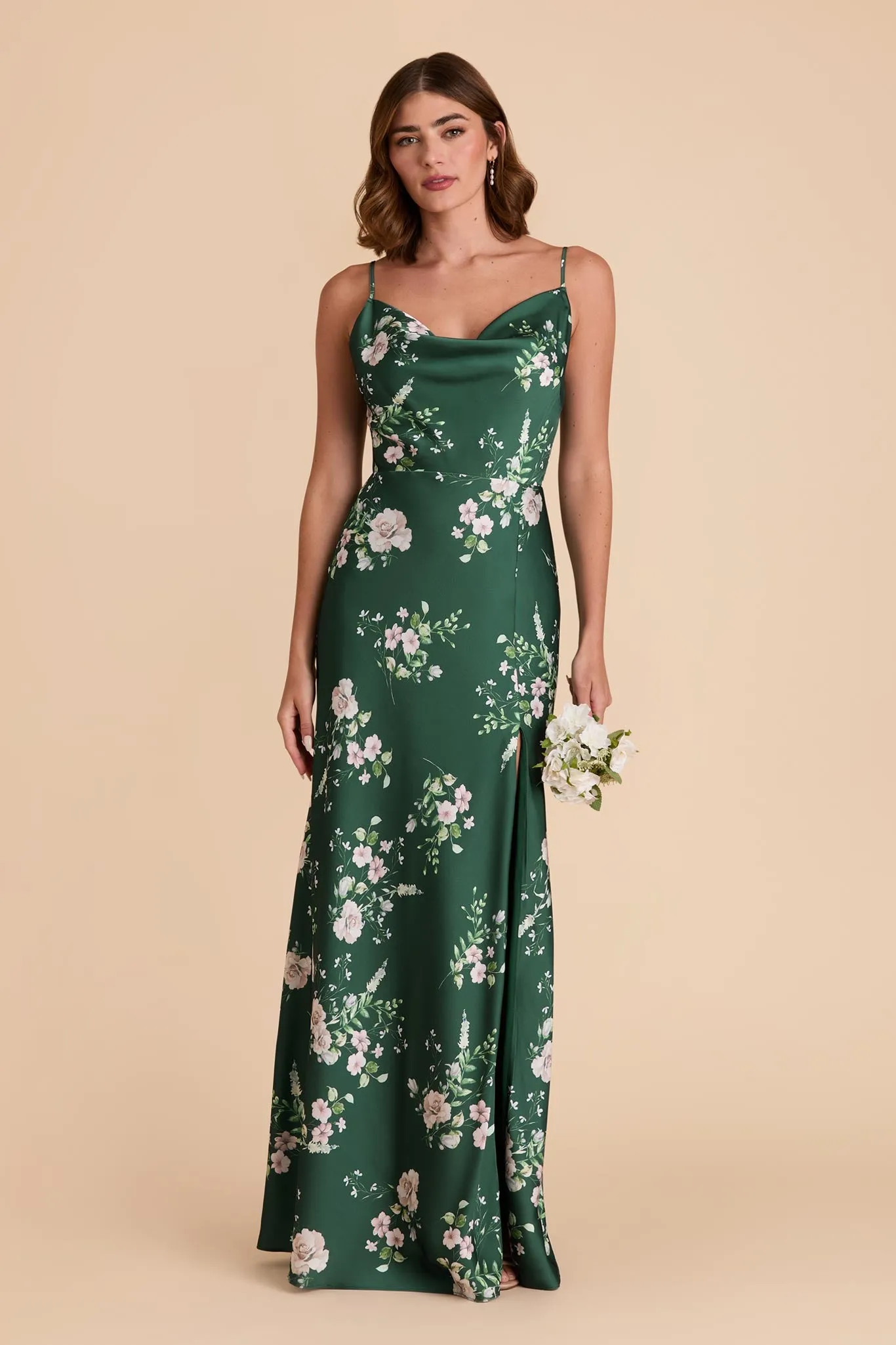 Lisa Matte Satin Dress - Emerald Garden Party sold by Birdy Grey