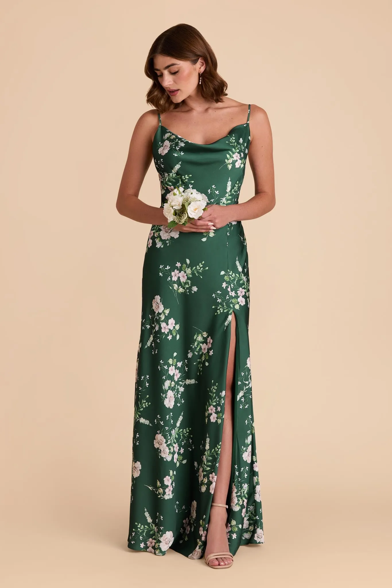 Lisa Matte Satin Dress - Emerald Garden Party sold by Birdy Grey product image thumbnail 3