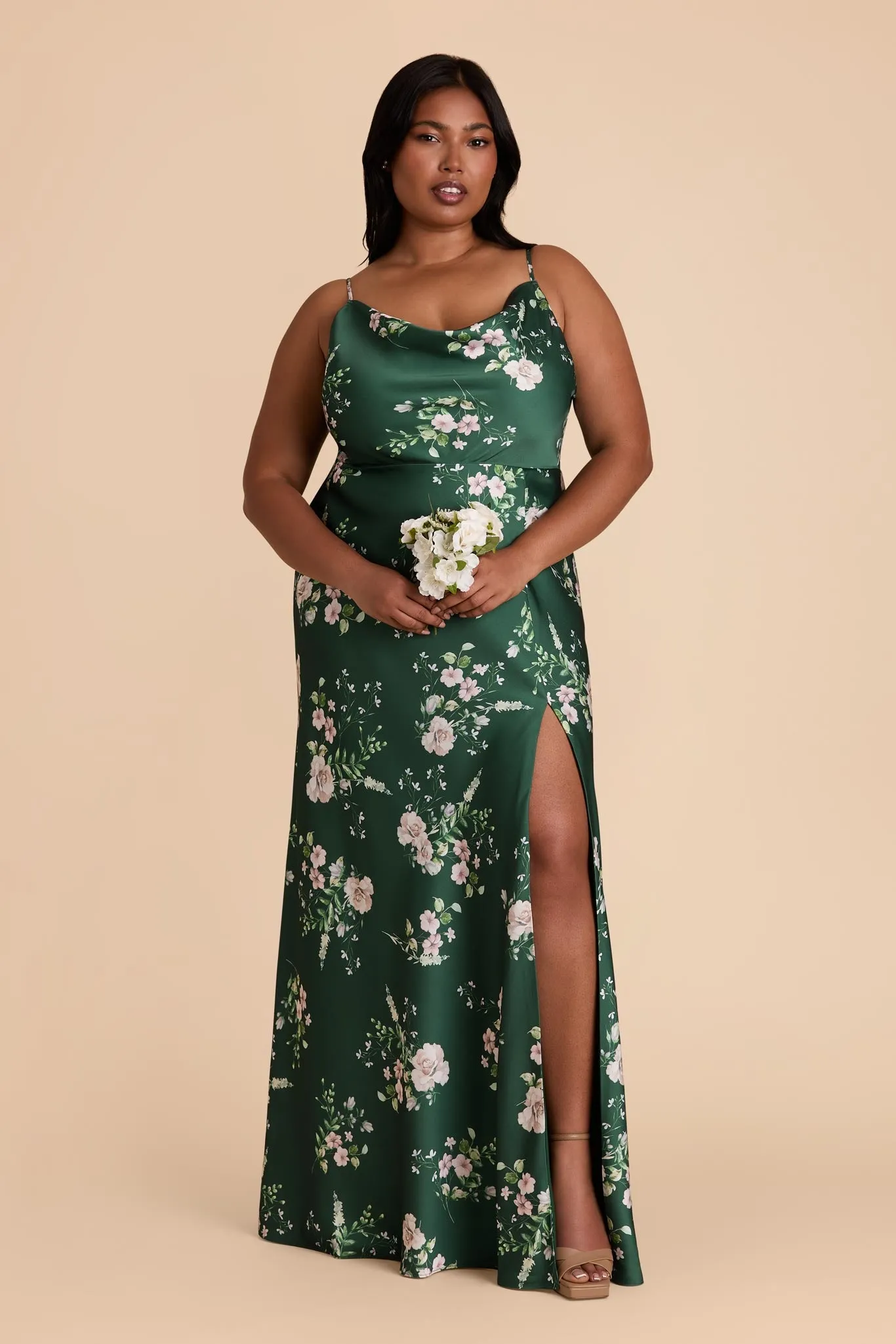 Lisa Matte Satin Dress - Emerald Garden Party sold by Birdy Grey product image thumbnail 2