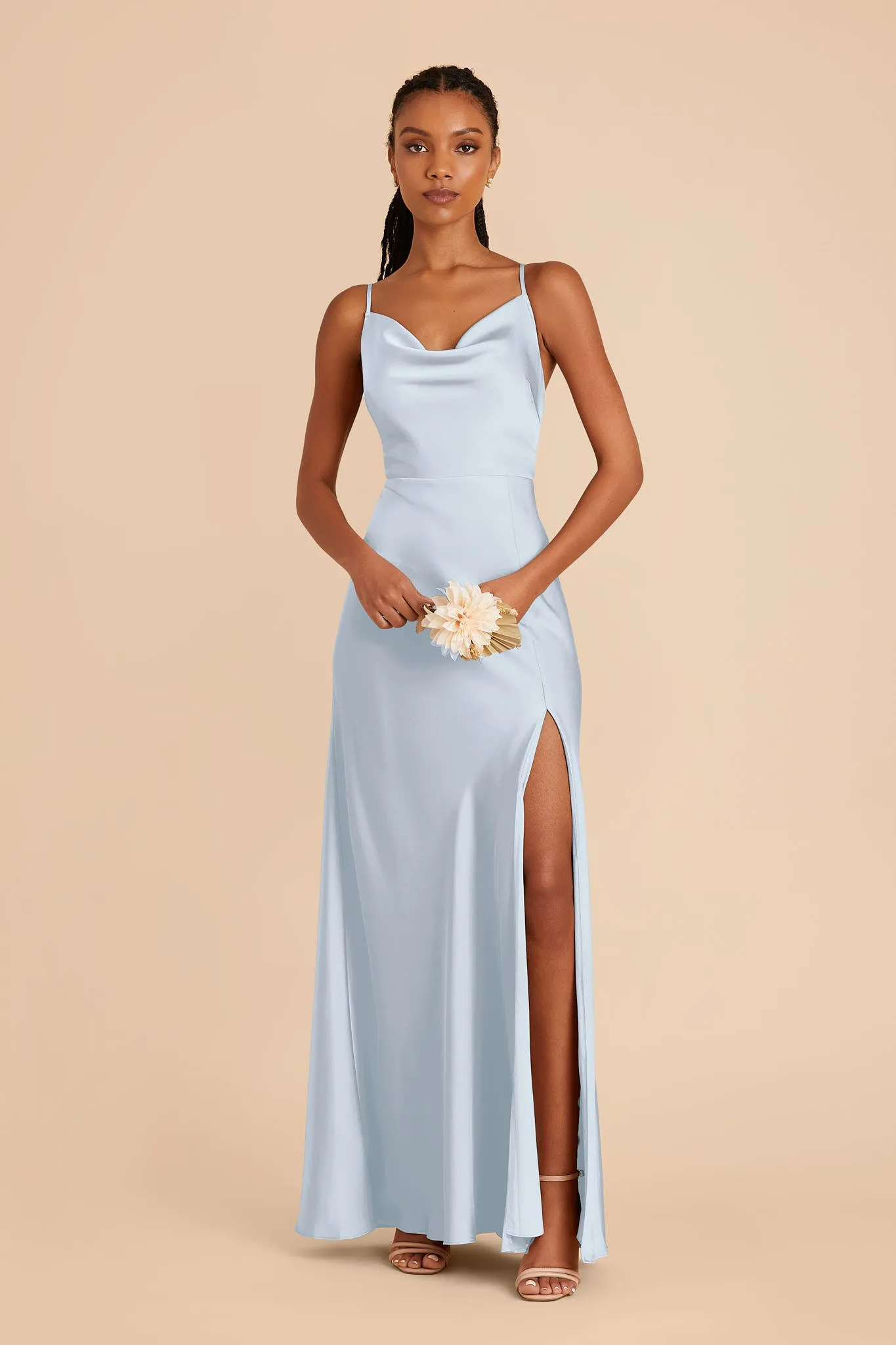Lisa Matte Satin Dress - Mist Blue sold by Birdy Grey