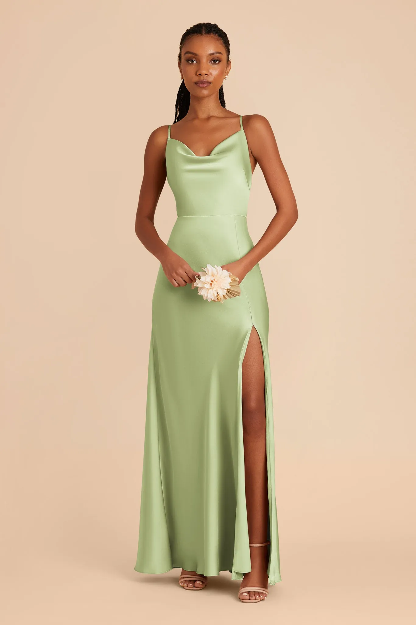 Lisa Matte Satin Dress - Pale Pistachio sold by Birdy Grey product image thumbnail 3