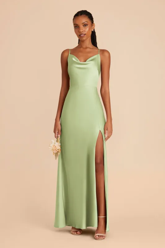 Lisa Matte Satin Dress - Pale Pistachio sold by Birdy Grey