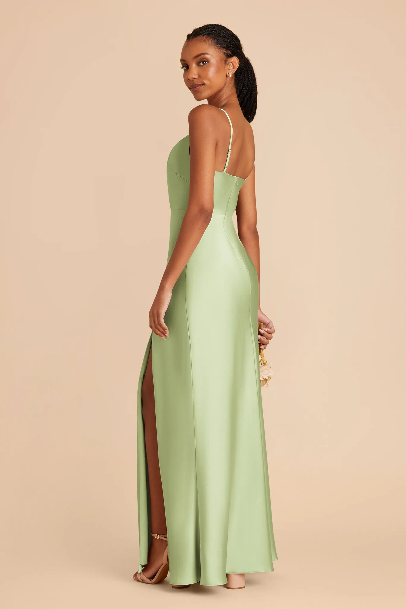 Lisa Matte Satin Dress - Pale Pistachio sold by Birdy Grey product image thumbnail 4