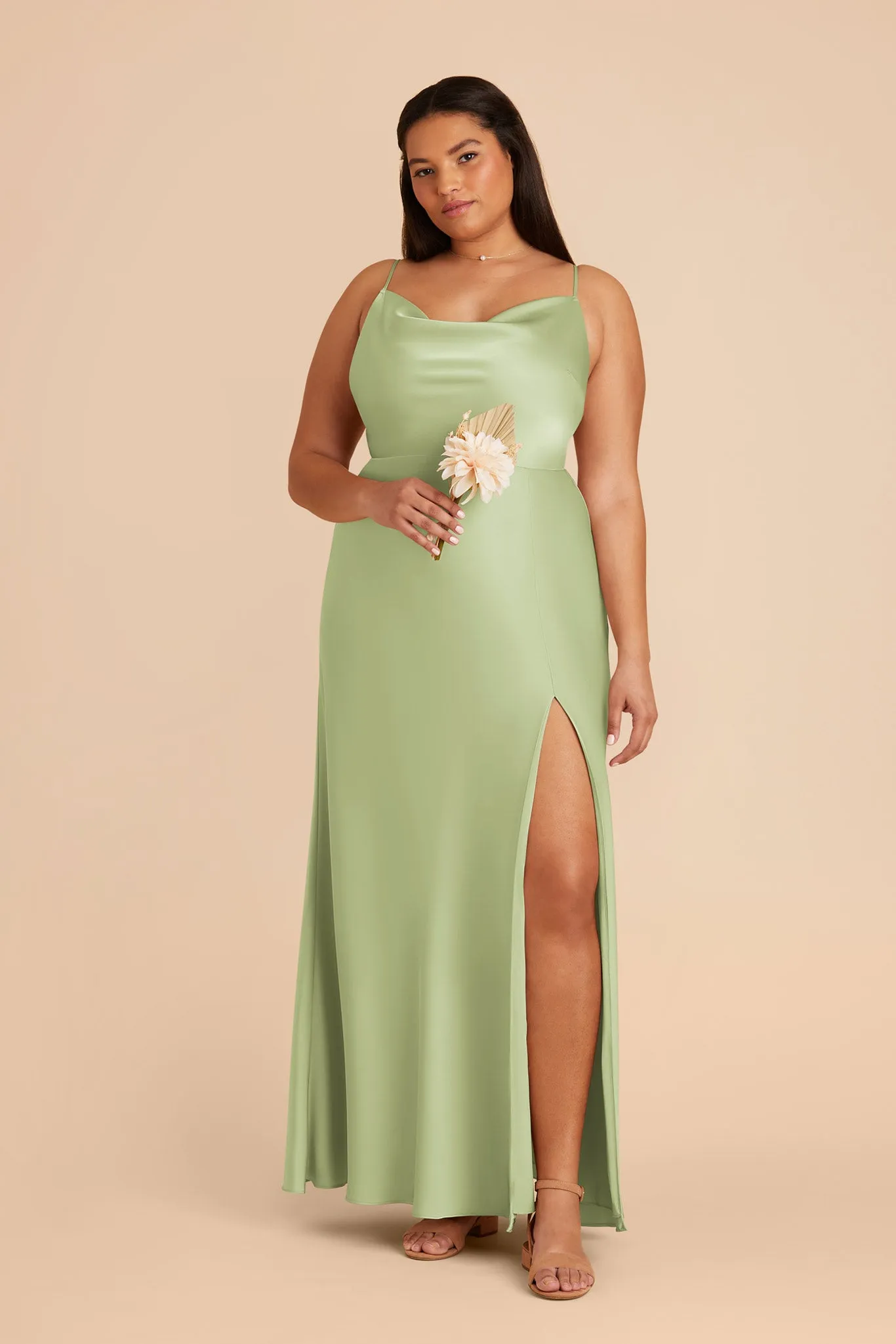 Lisa Matte Satin Dress - Pale Pistachio sold by Birdy Grey product image thumbnail 2