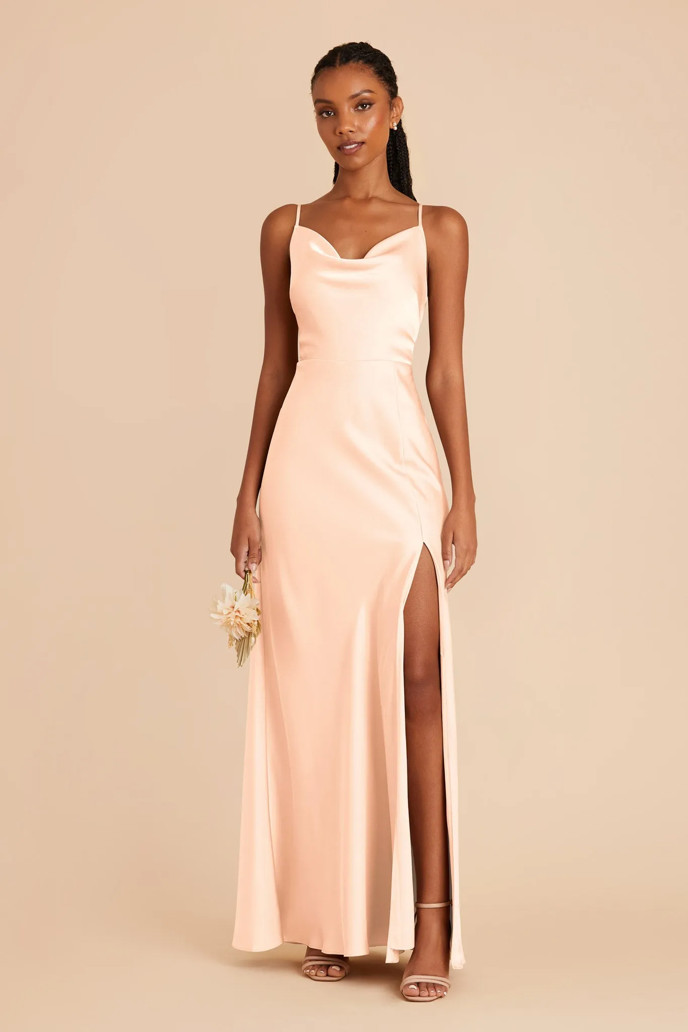 Lisa Matte Satin Dress - Peach Cream sold by Birdy Grey product image thumbnail 3