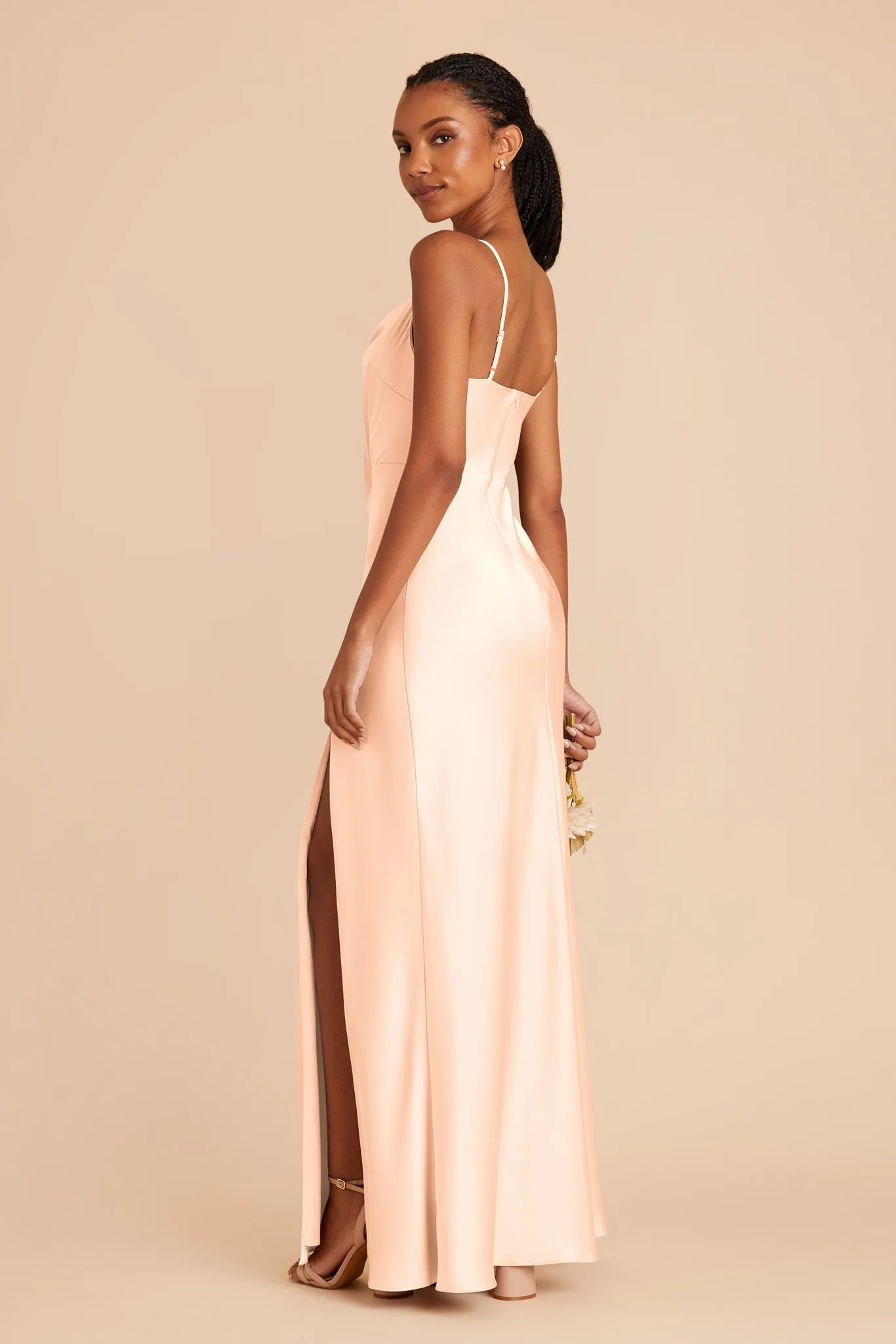 Lisa Matte Satin Dress - Peach Cream sold by Birdy Grey product image thumbnail 4