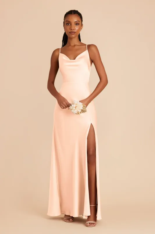 Lisa Matte Satin Dress - Peach Cream sold by Birdy Grey