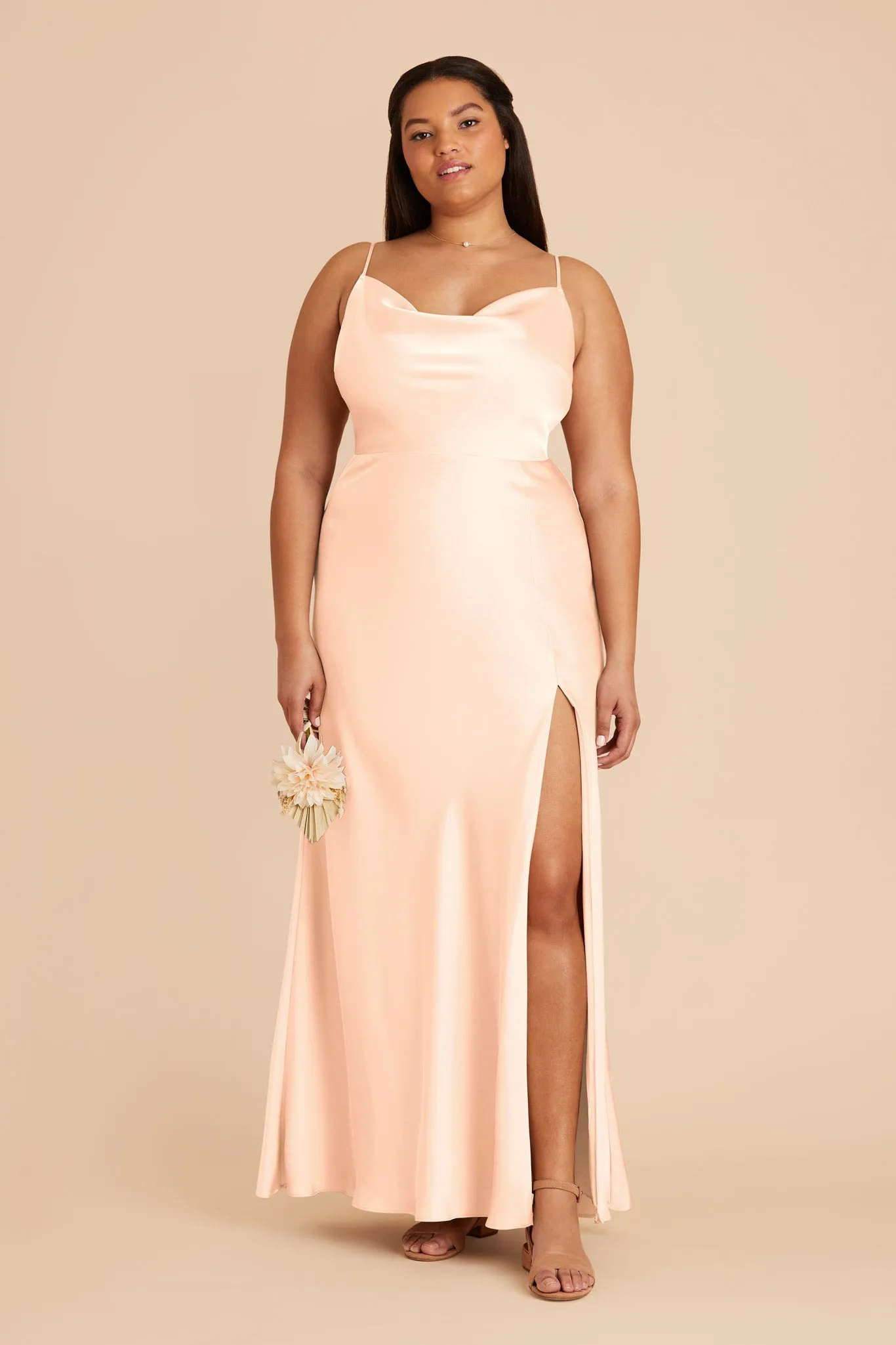 Lisa Matte Satin Dress - Peach Cream sold by Birdy Grey product image thumbnail 2