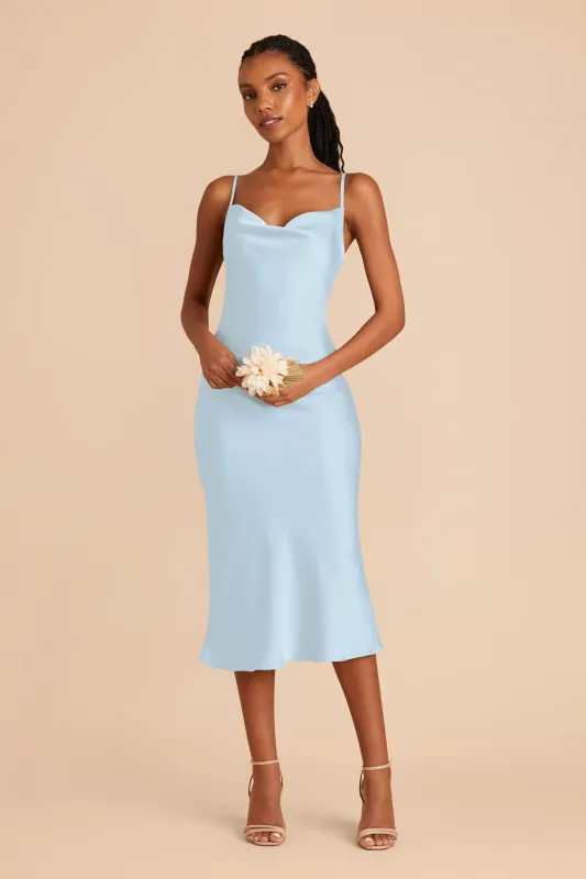 Liza Matte Satin Dress - Mist Blue sold by Birdy Grey