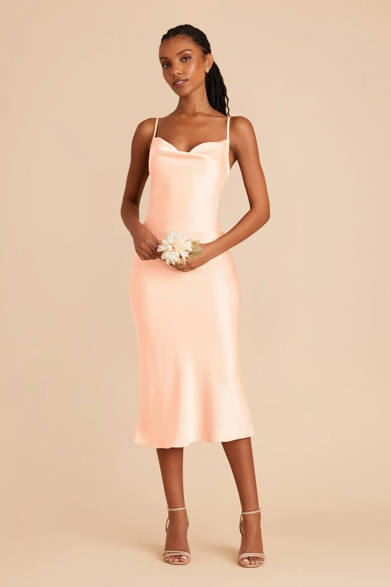 Liza Matte Satin Dress - Peach Cream sold by Birdy Grey product image thumbnail 3
