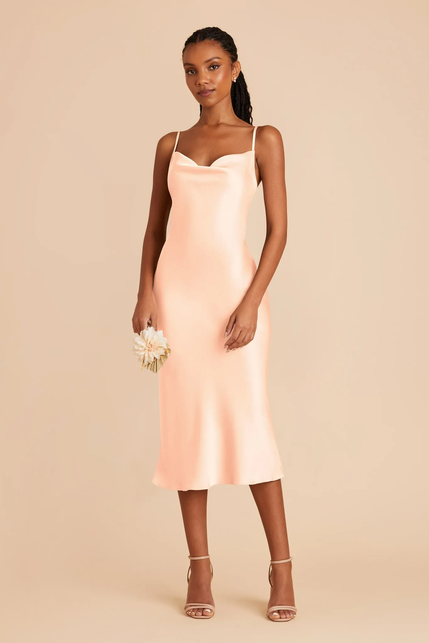 Liza Matte Satin Dress - Peach Cream sold by Birdy Grey product image thumbnail 4