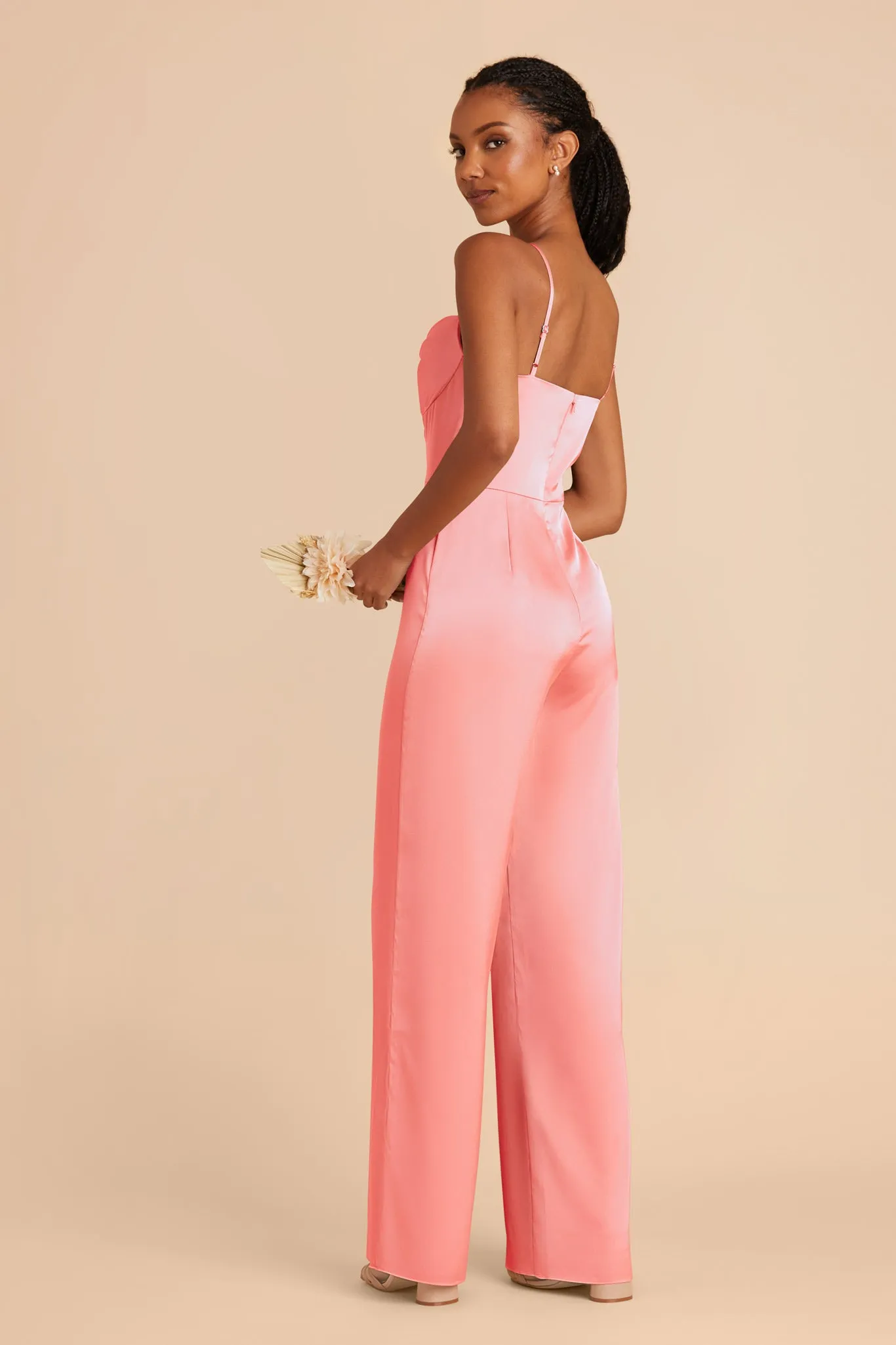 Donna Matte Satin Jumpsuit - Coral Pink sold by Birdy Grey product image thumbnail 5