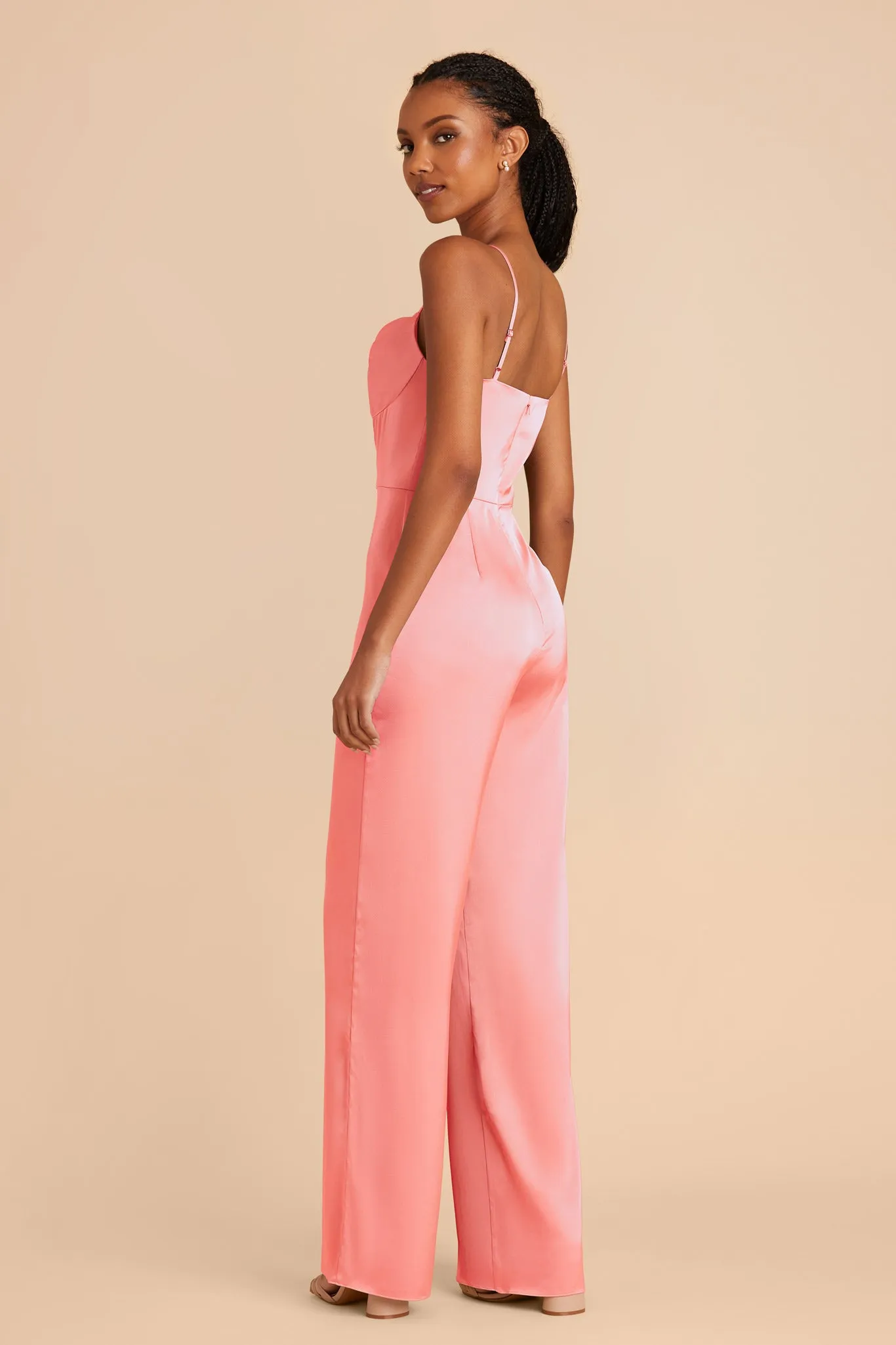 Donna Matte Satin Jumpsuit - Coral Pink sold by Birdy Grey product image thumbnail 4