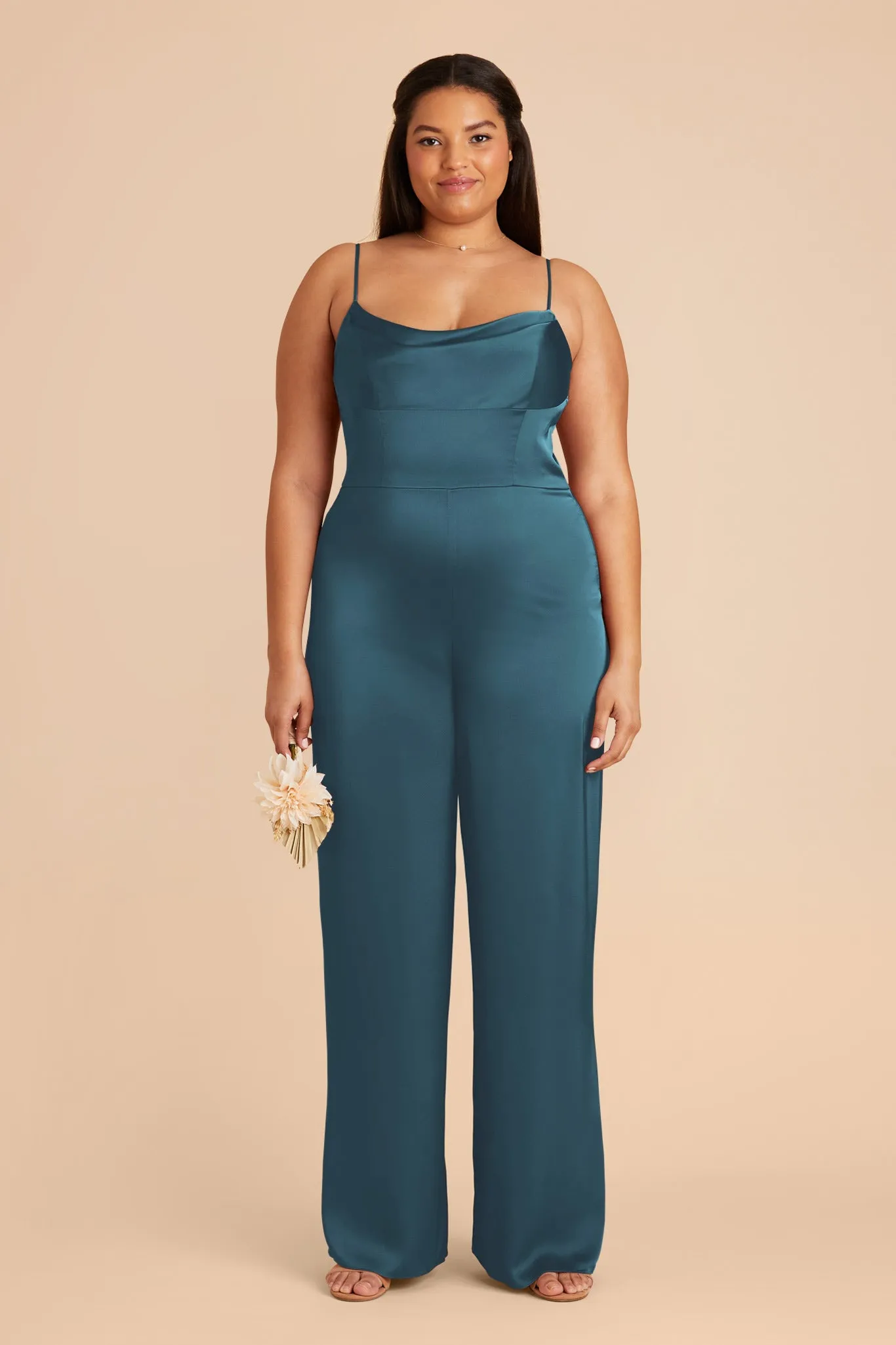 Donna Matte Satin Jumpsuit - Dark Teal sold by Birdy Grey product image thumbnail 2