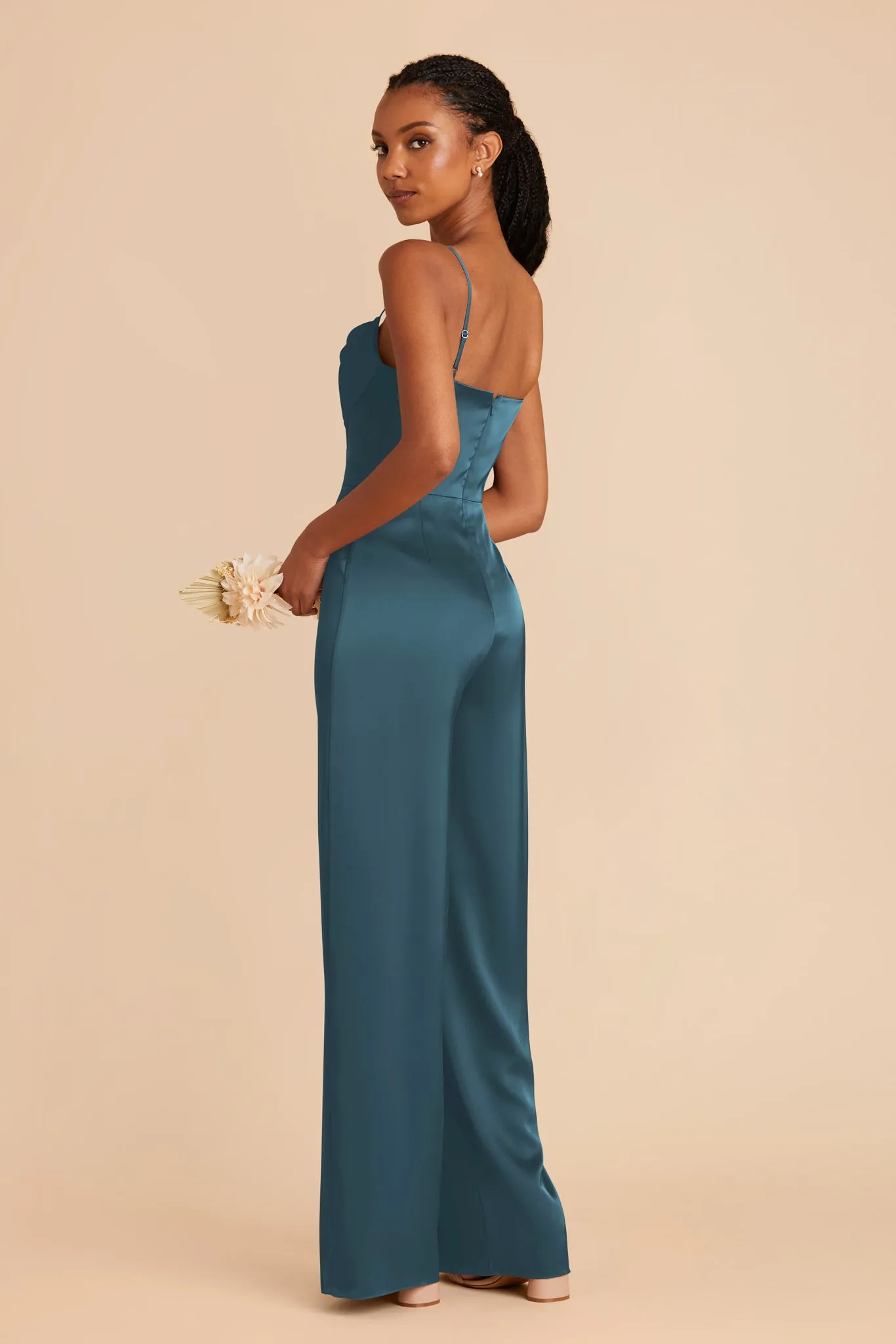 Donna Matte Satin Jumpsuit - Dark Teal sold by Birdy Grey product image thumbnail 4