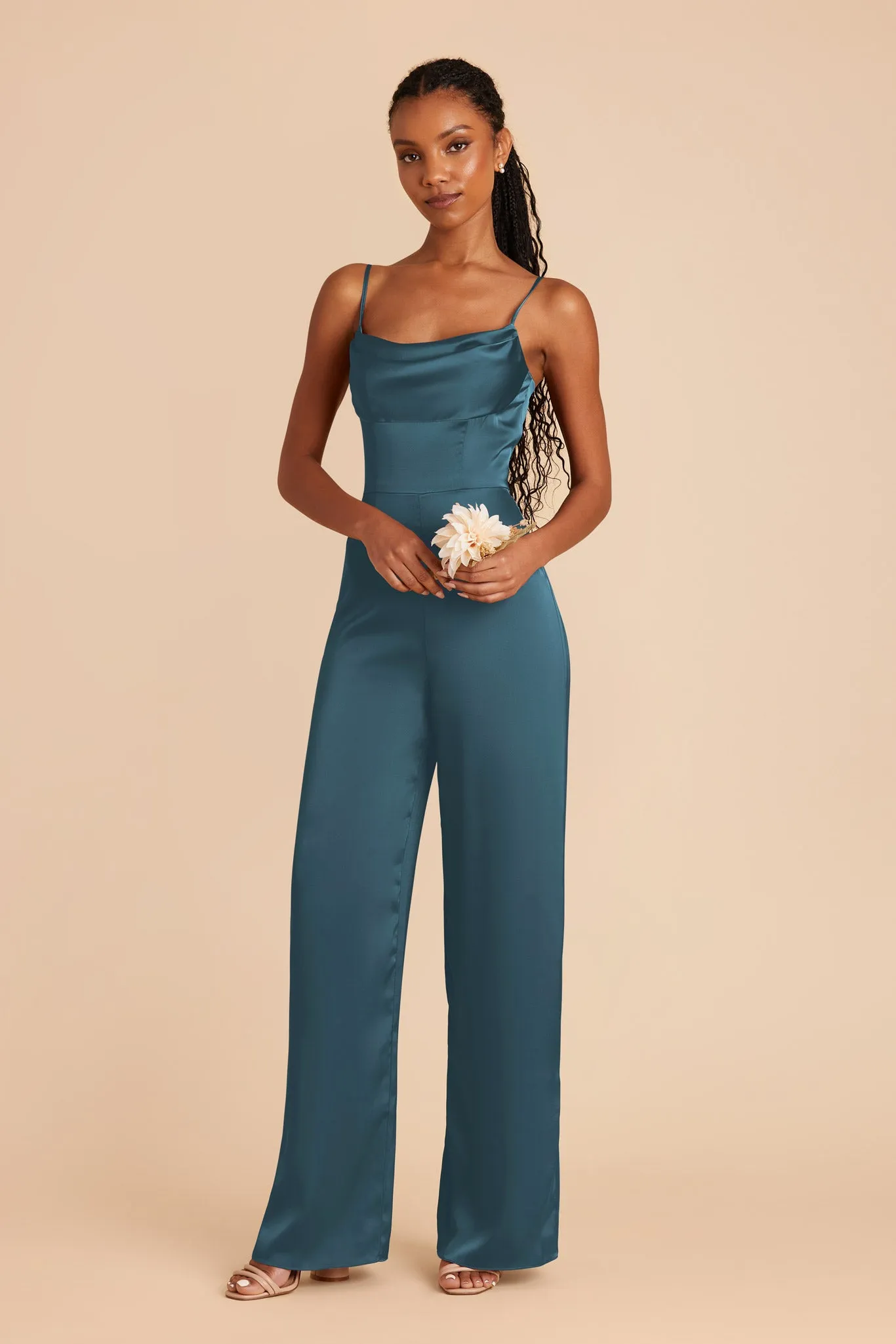 Donna Matte Satin Jumpsuit - Dark Teal sold by Birdy Grey product image thumbnail 3