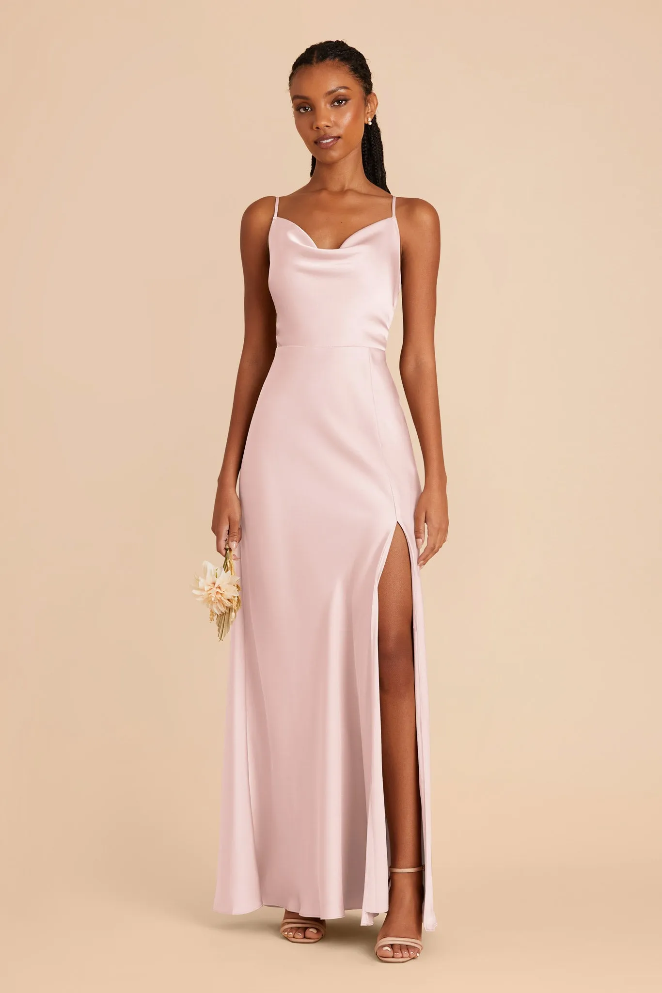 Lisa Matte Satin Dress - Pale Blush sold by Birdy Grey