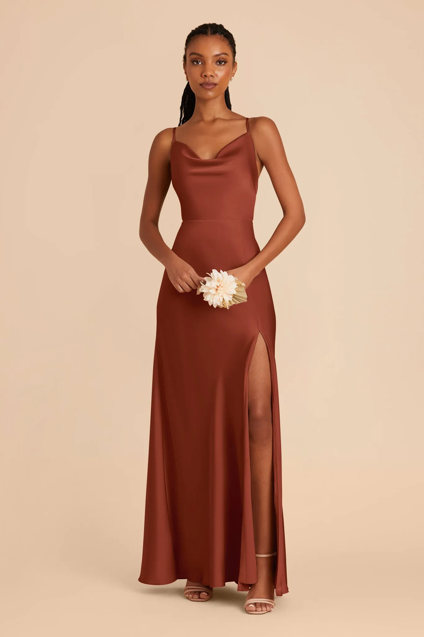 Lisa Matte Satin Dress - Auburn sold by Birdy Grey