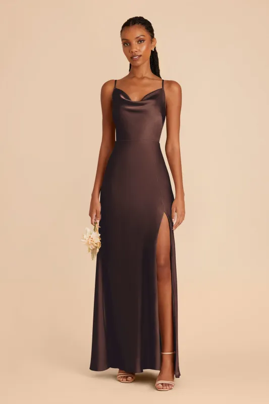 Lisa Matte Satin Dress - Espresso sold by Birdy Grey