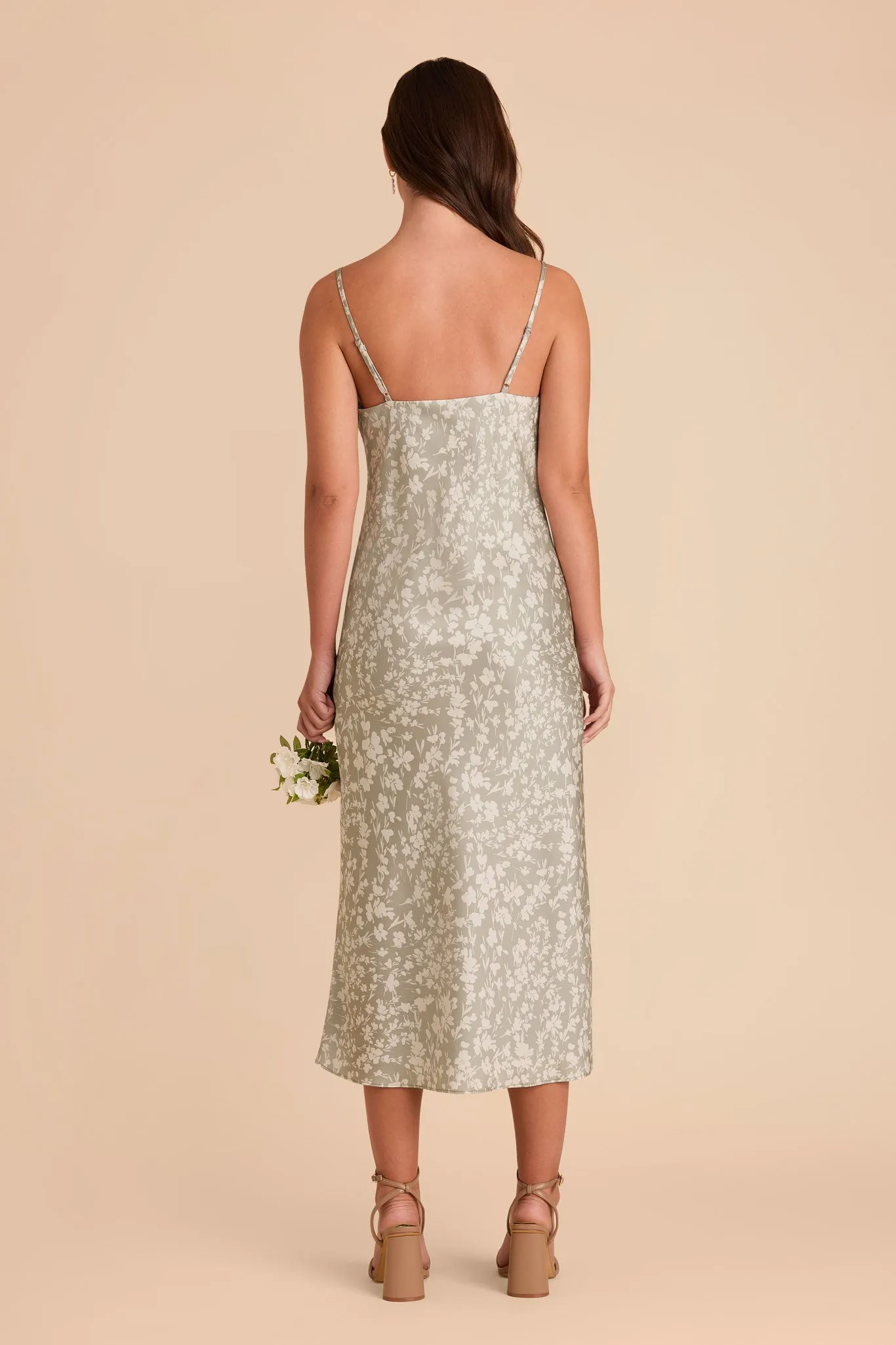 Liza Matte Satin Dress - Moss Green Dreamy Floral sold by Birdy Grey product image thumbnail 4