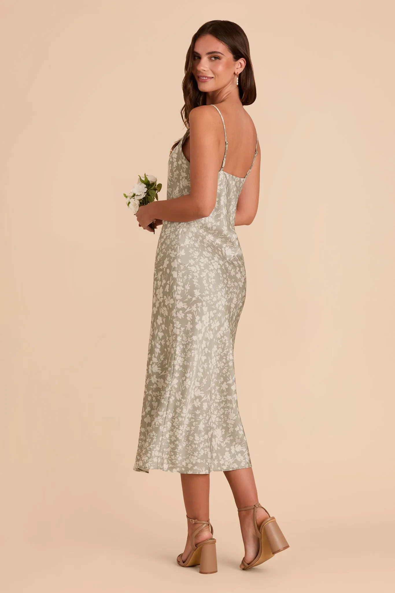 Liza Matte Satin Dress - Moss Green Dreamy Floral sold by Birdy Grey product image thumbnail 3