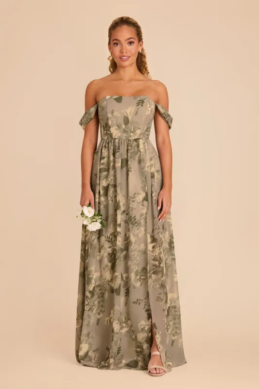 August Chiffon Dress - Doe Painted Botanics sold by Birdy Grey