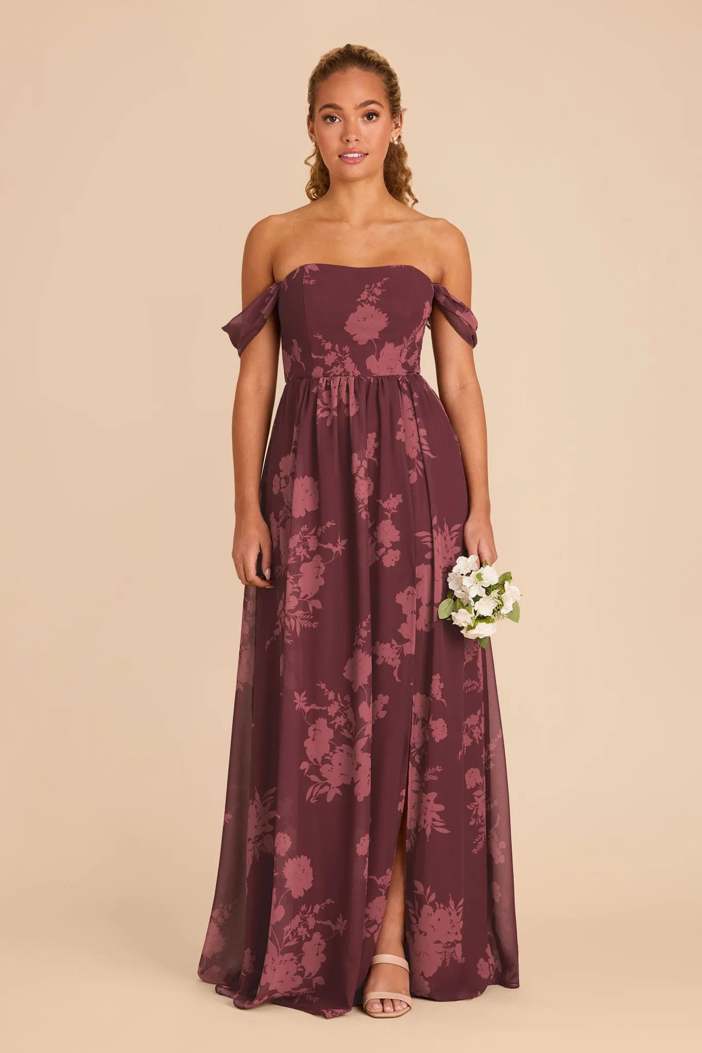 August Chiffon Dress - Sangria Whimsical Blooms sold by Birdy Grey