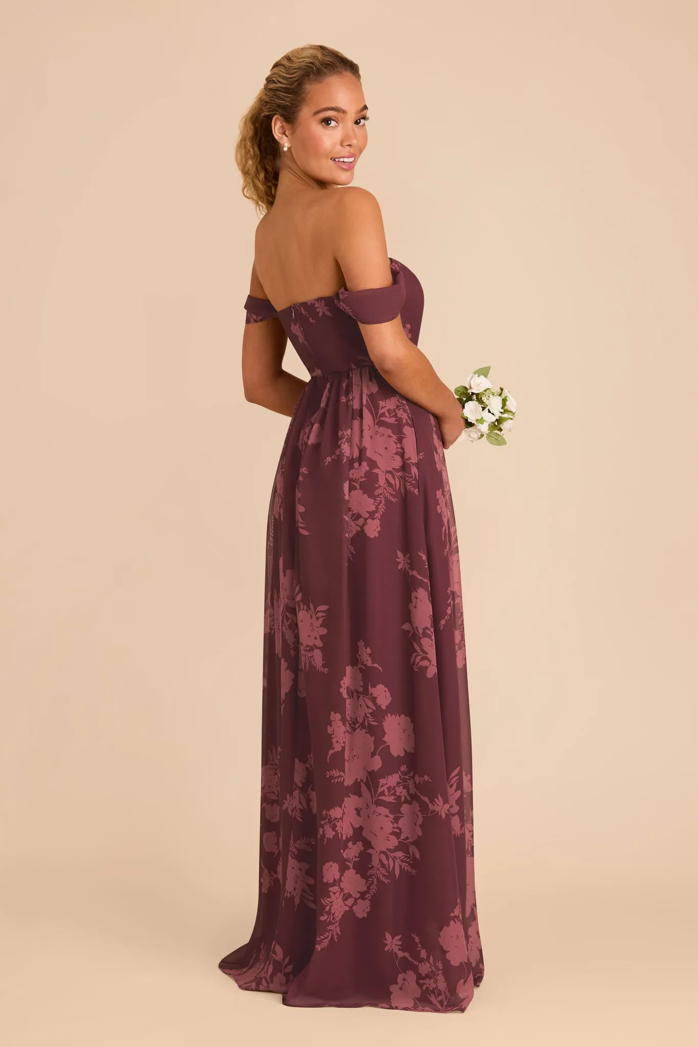 August Chiffon Dress - Sangria Whimsical Blooms sold by Birdy Grey product image thumbnail 5