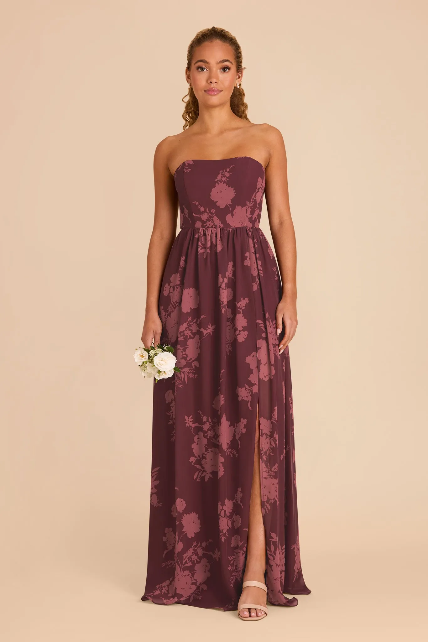 August Chiffon Dress - Sangria Whimsical Blooms sold by Birdy Grey product image thumbnail 2