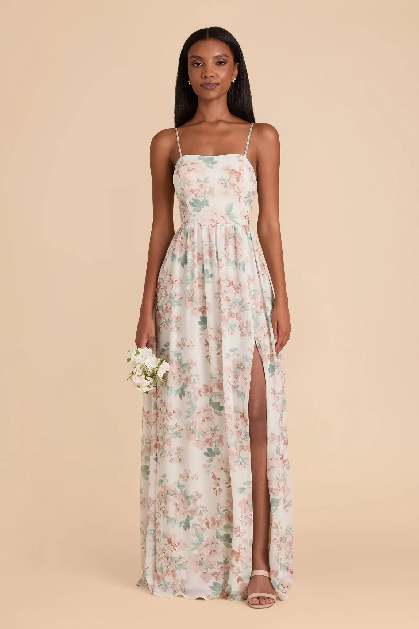 August Chiffon Dress - Dusty Apricot Peonies sold by Birdy Grey product image thumbnail 3