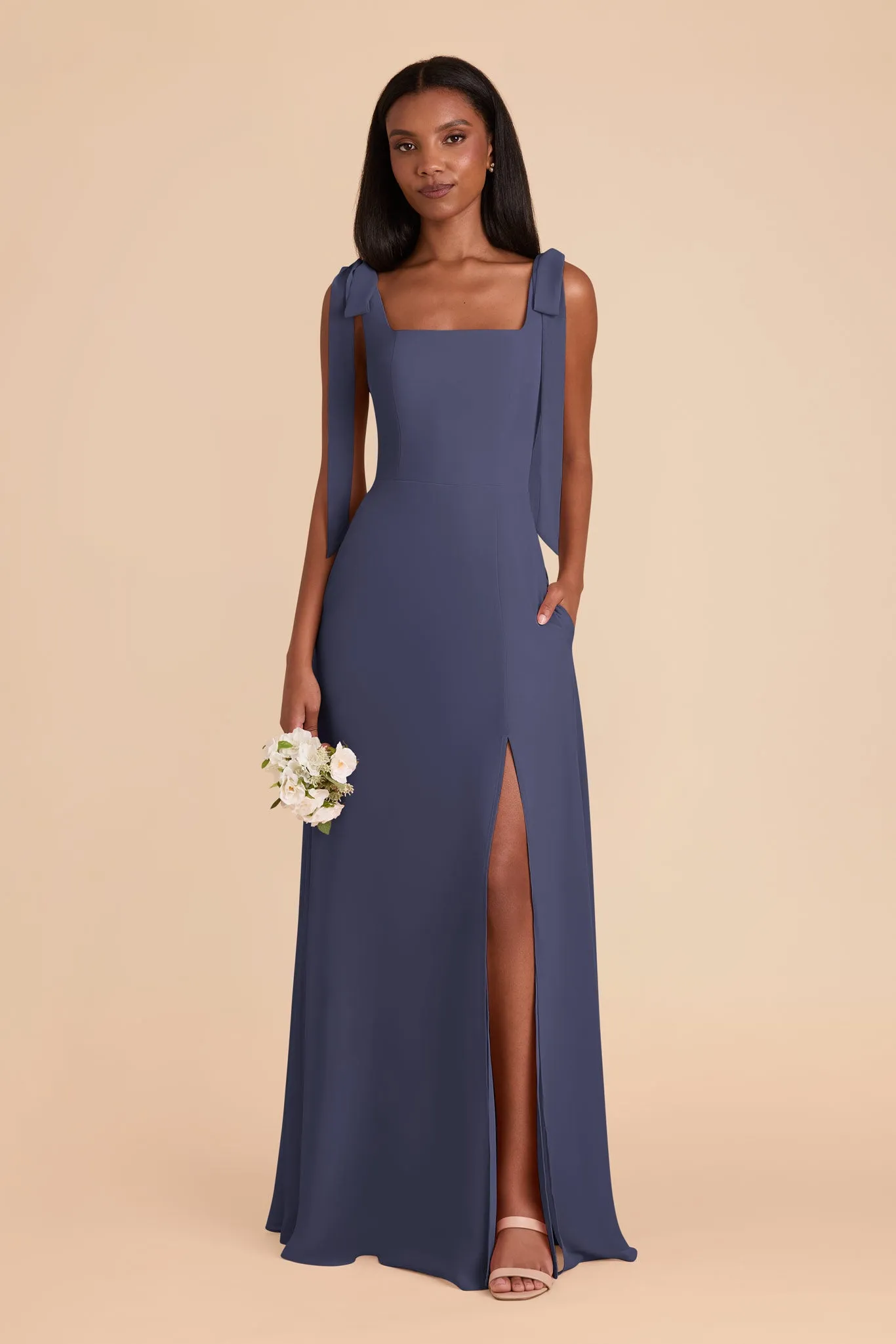 Alex Chiffon Dress - Dusk Blue sold by Birdy Grey