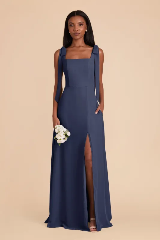 Alex Chiffon Dress - Slate Blue sold by Birdy Grey