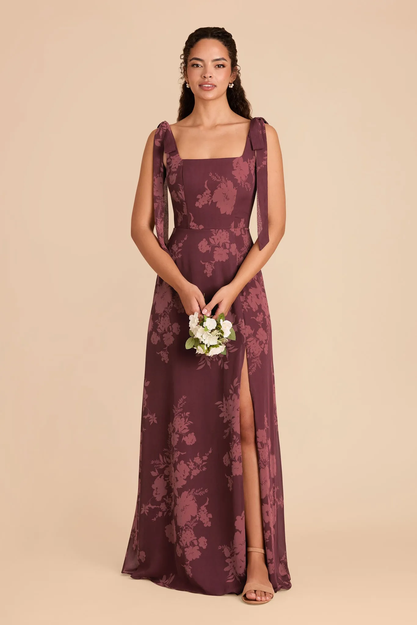 Alex Chiffon Dress - Sangria Whimsical Blooms sold by Birdy Grey product image thumbnail 4