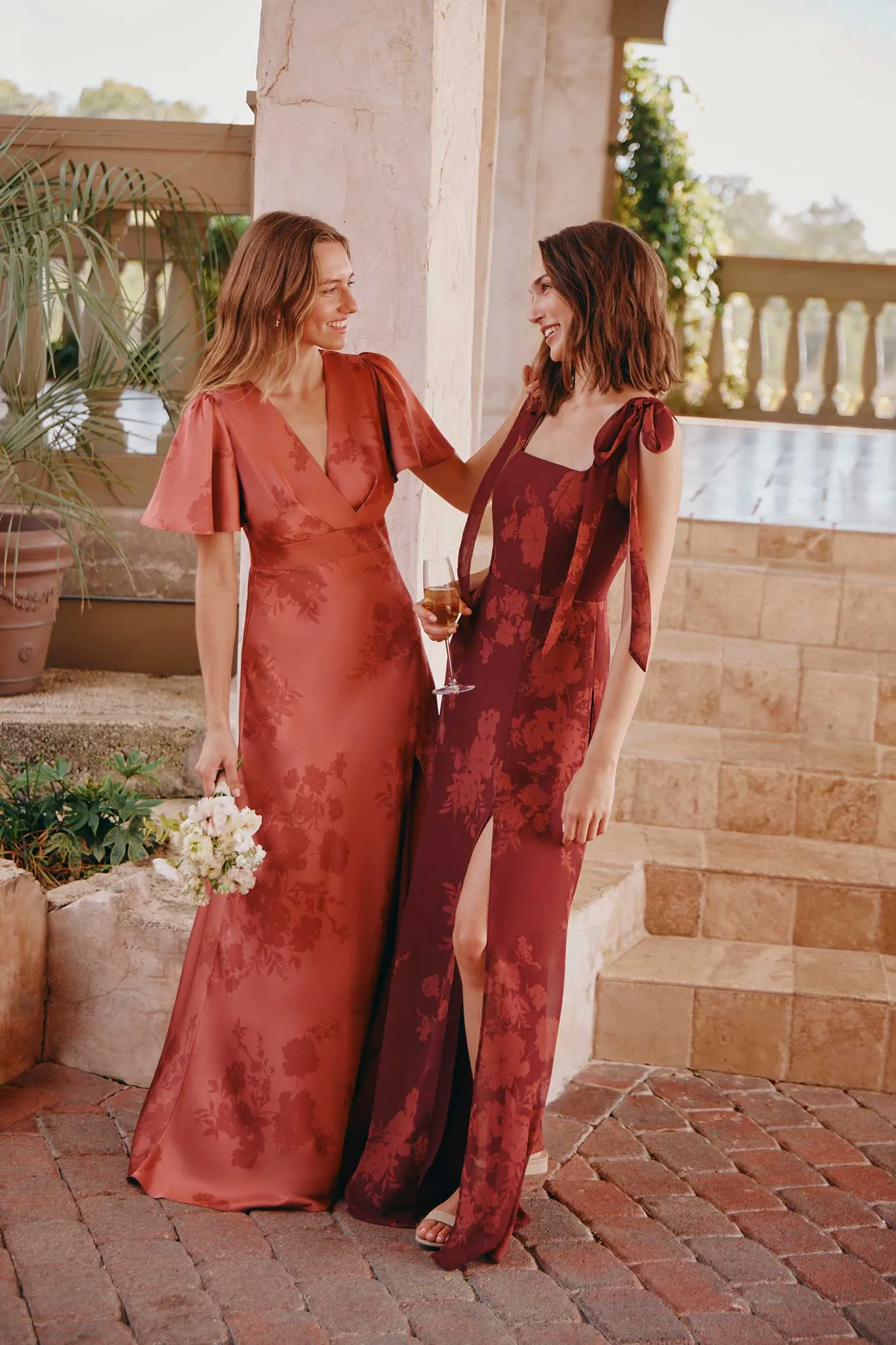 Alex Chiffon Dress - Sangria Whimsical Blooms sold by Birdy Grey product image thumbnail 2