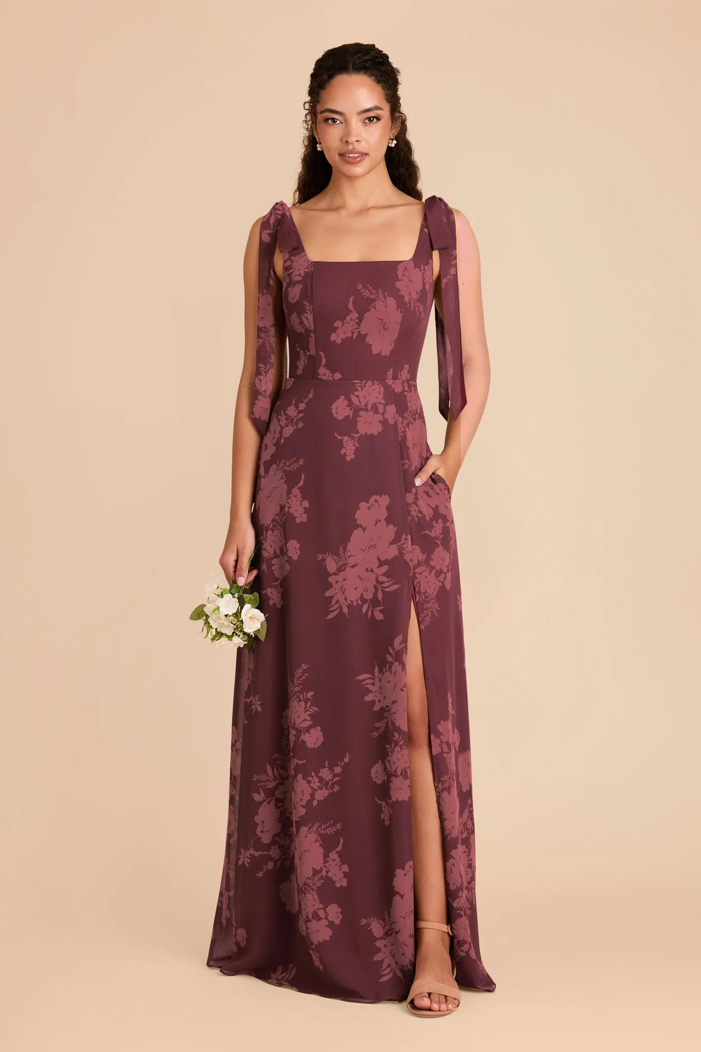 Alex Chiffon Dress - Sangria Whimsical Blooms sold by Birdy Grey product image thumbnail 5