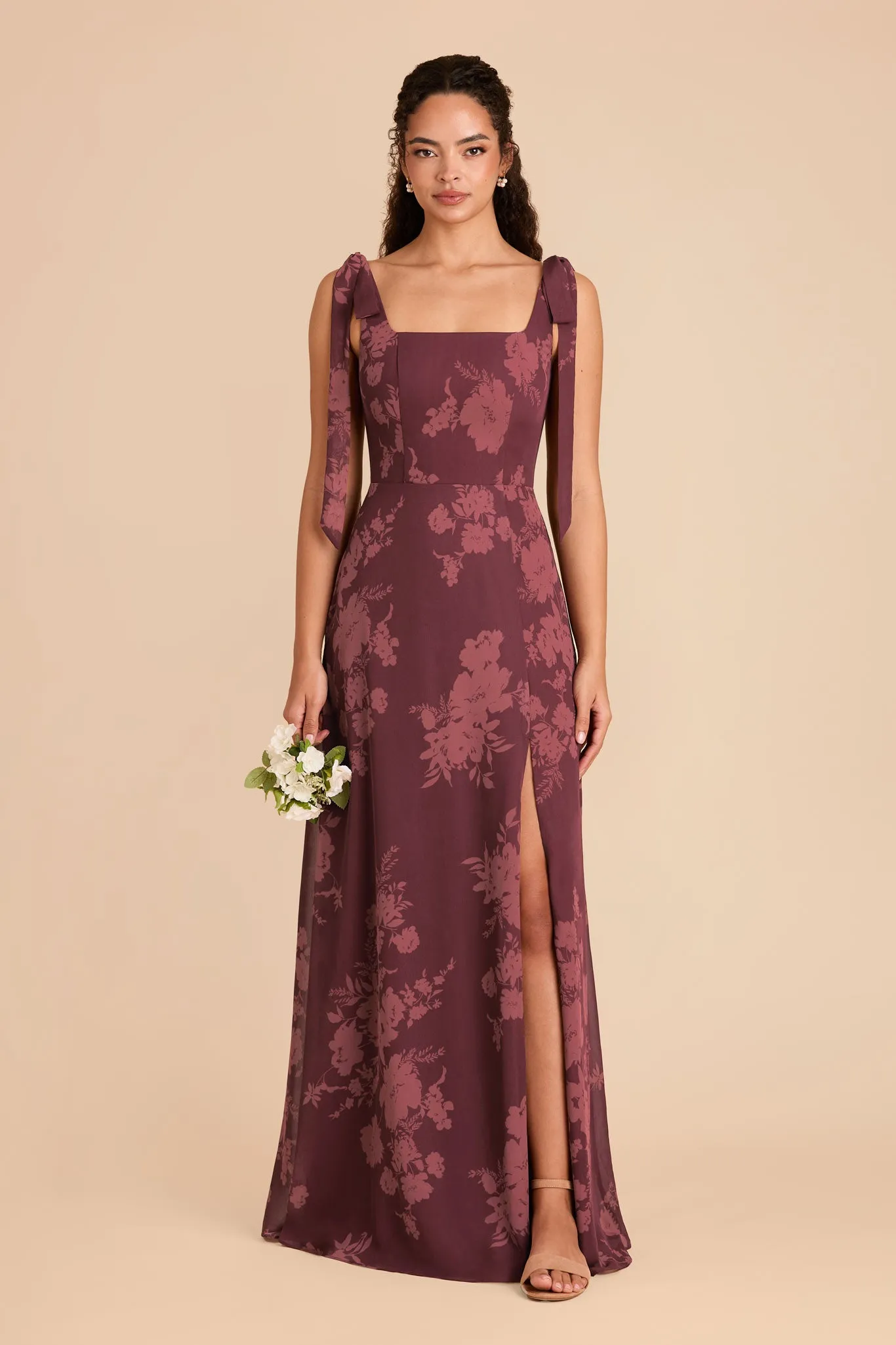 Alex Chiffon Dress - Sangria Whimsical Blooms sold by Birdy Grey