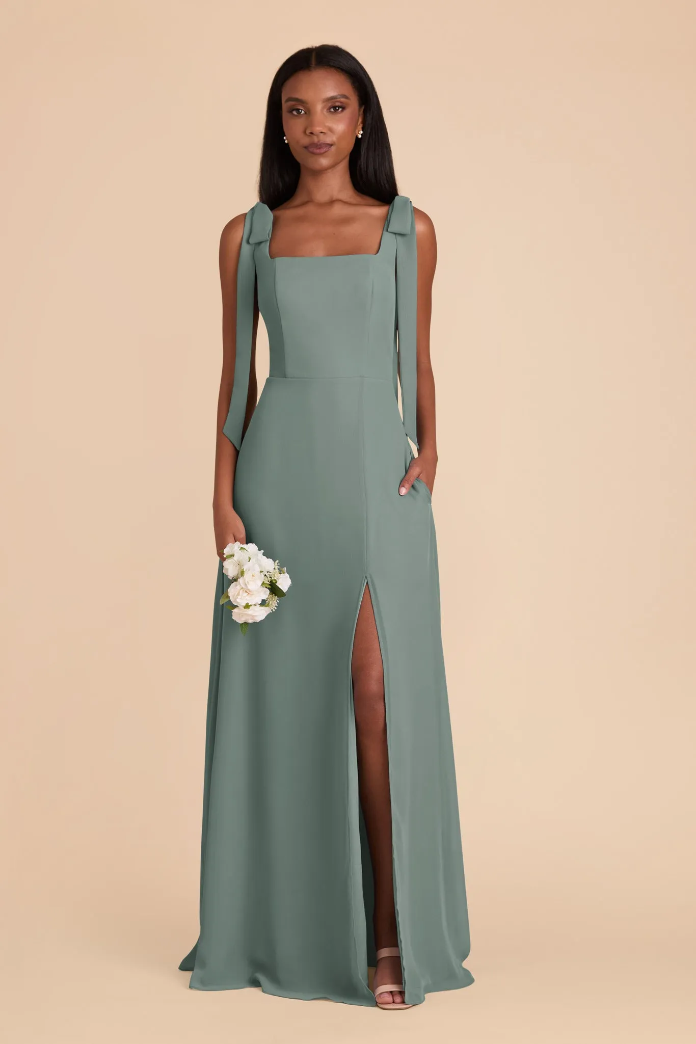 Alex Chiffon Dress - Sea Glass sold by Birdy Grey