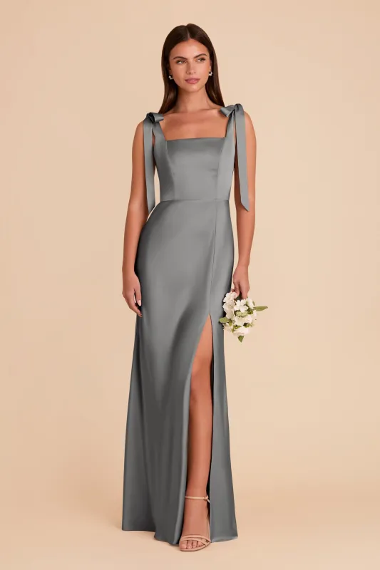 Alex Matte Satin Dress - Silver sold by Birdy Grey