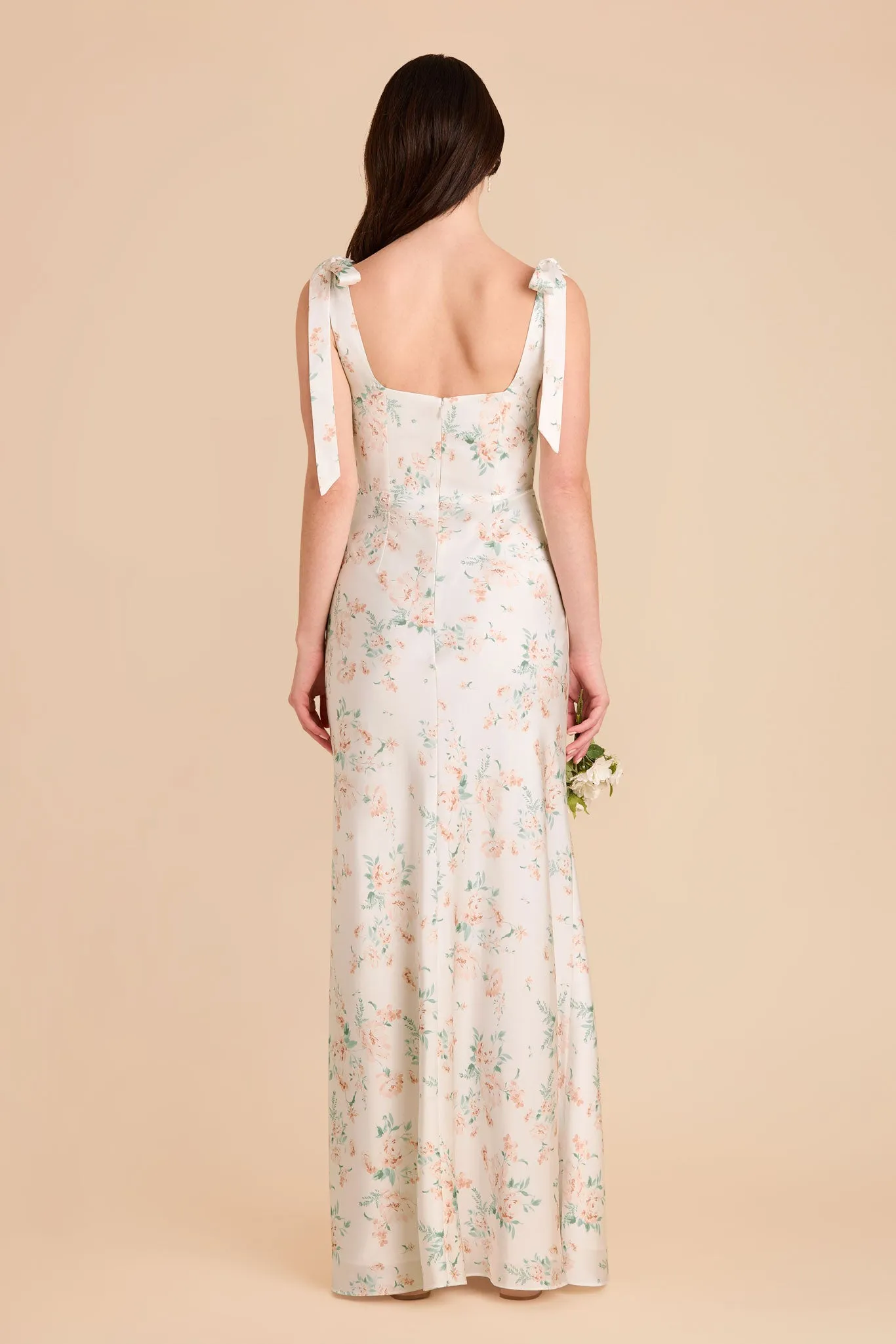 Alex Matte Satin Dress - Apricot Whimsical Blooms sold by Birdy Grey product image thumbnail 4