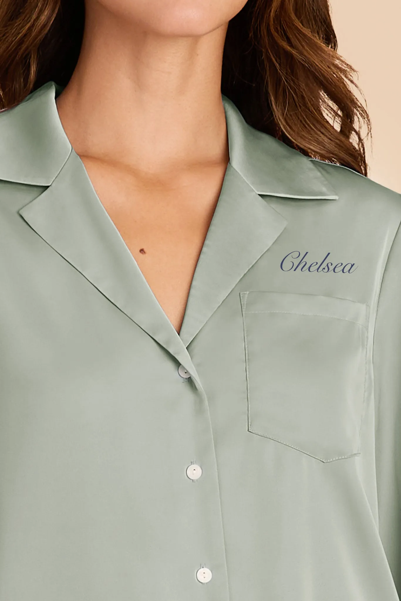 Emma Matte Satin Pajama Set - Sage sold by Birdy Grey product image thumbnail 2