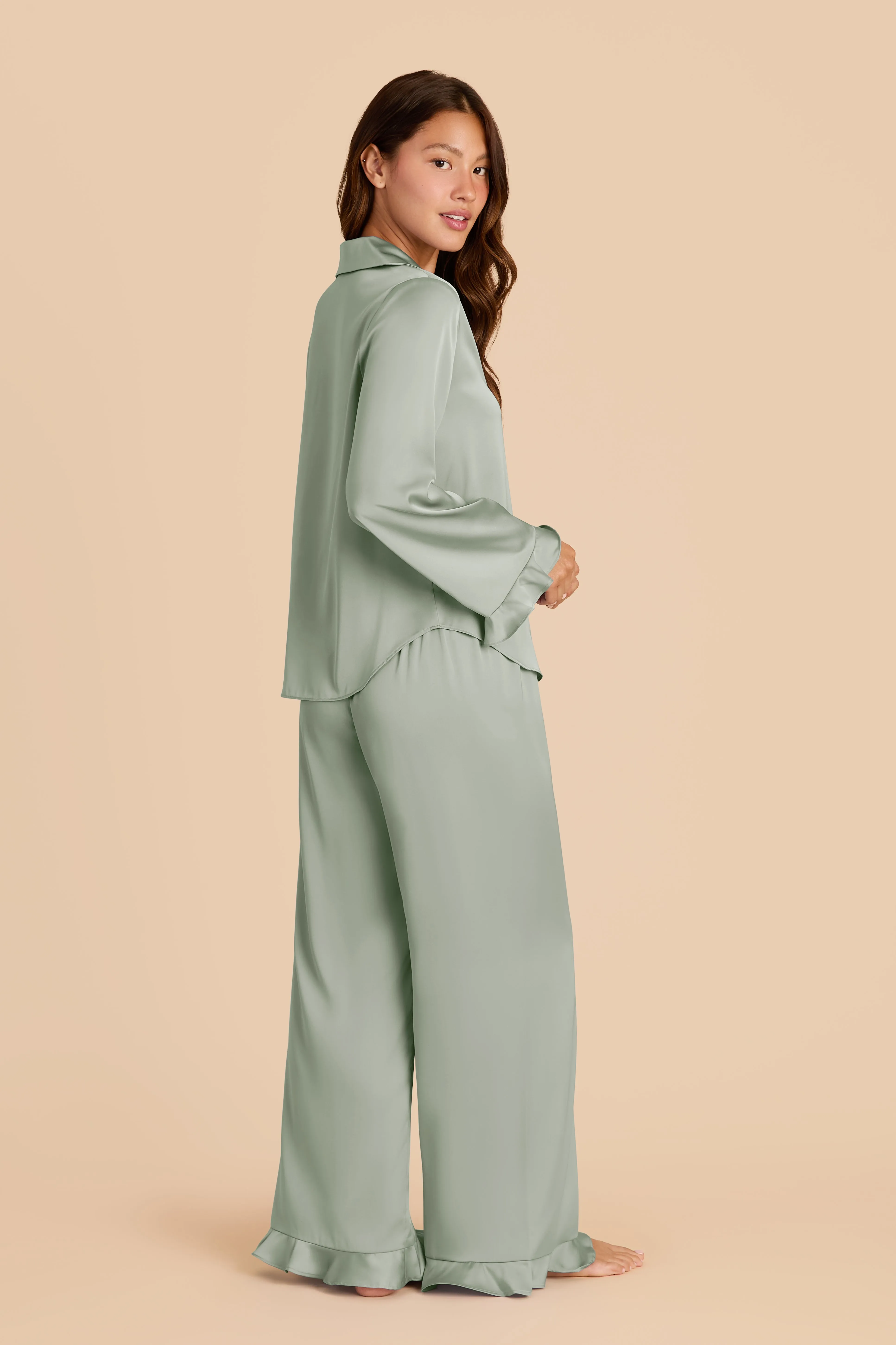 Emma Matte Satin Pajama Set - Sage sold by Birdy Grey product image thumbnail 5