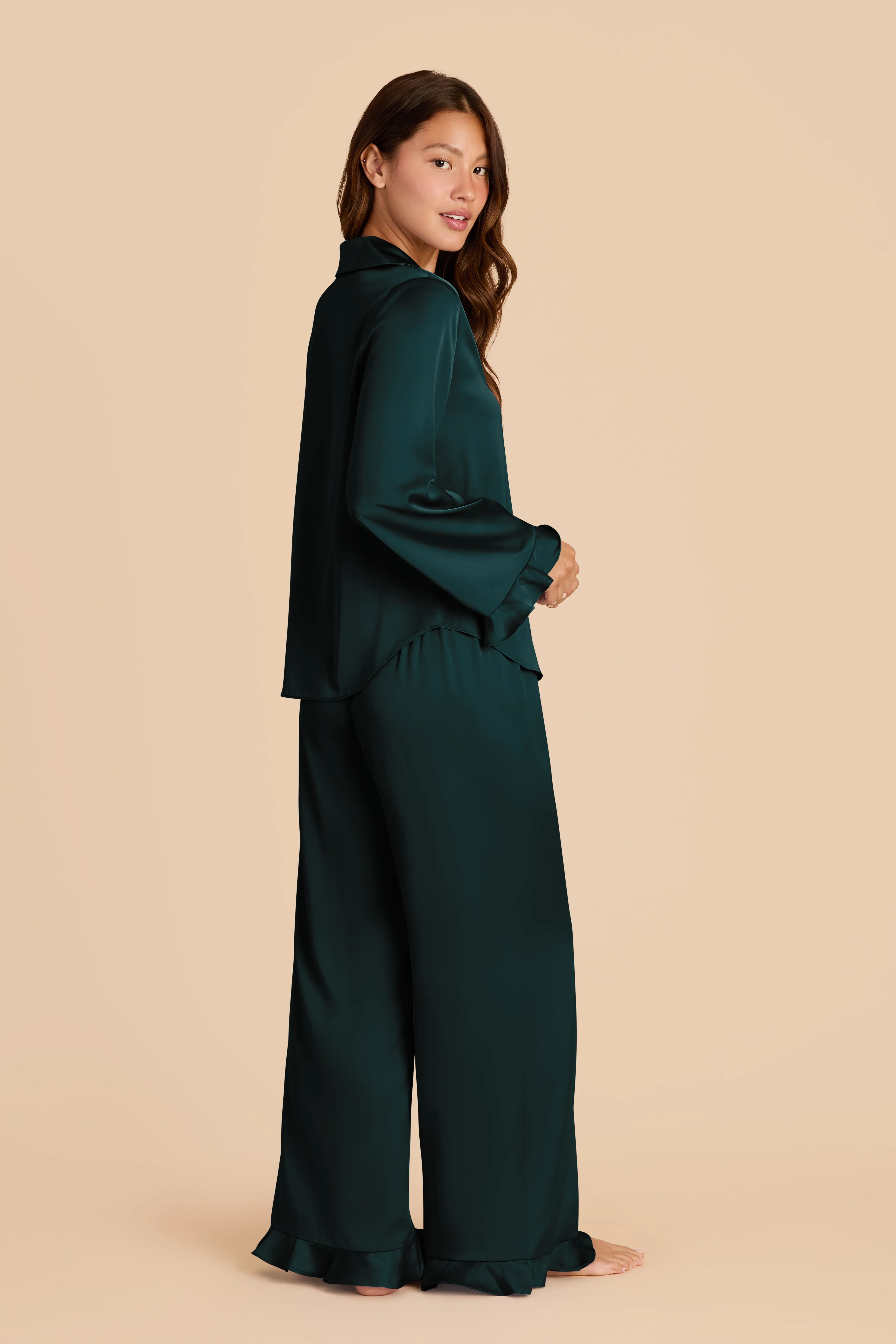 Emma Matte Satin Pajama Set - Emerald sold by Birdy Grey product image thumbnail 5