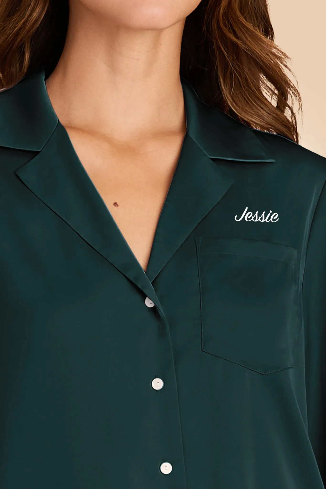 Emma Matte Satin Pajama Set - Emerald sold by Birdy Grey product image thumbnail 2