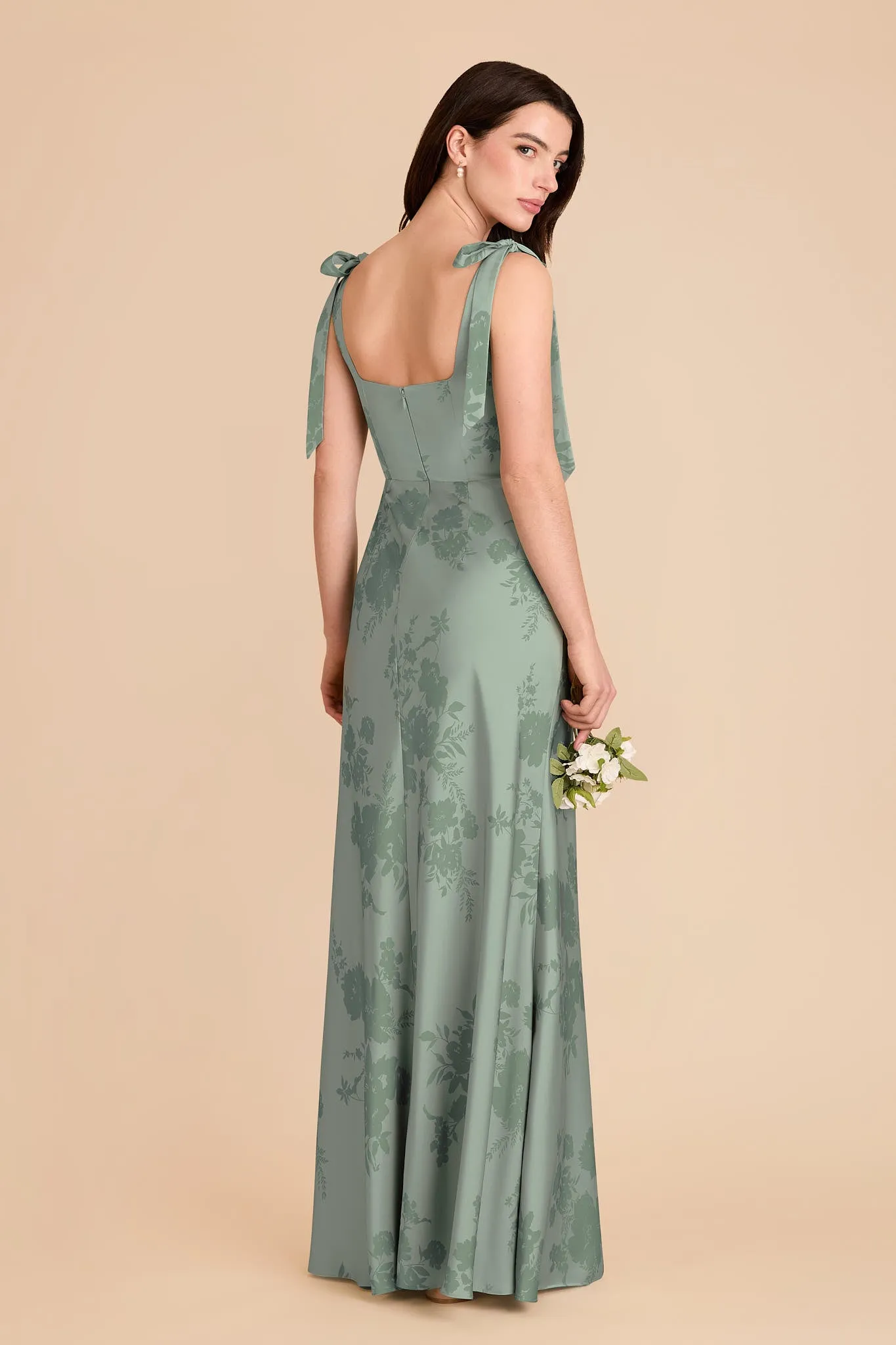 Alex Matte Satin Dress - Sage Whimsical Blooms sold by Birdy Grey product image thumbnail 4