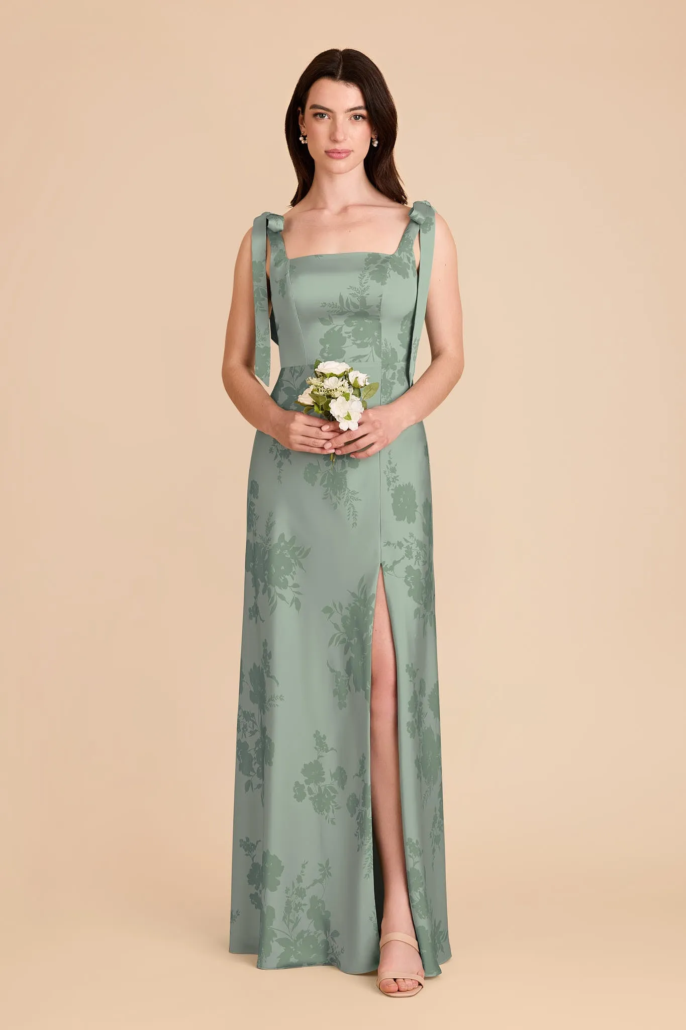 Alex Matte Satin Dress - Sage Whimsical Blooms sold by Birdy Grey product image thumbnail 3