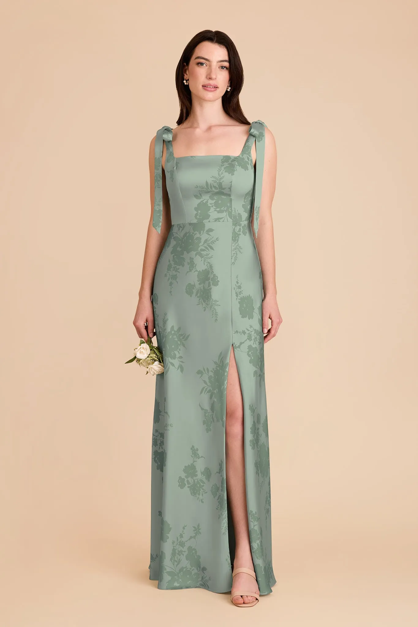 Alex Matte Satin Dress - Sage Whimsical Blooms sold by Birdy Grey product image thumbnail 2